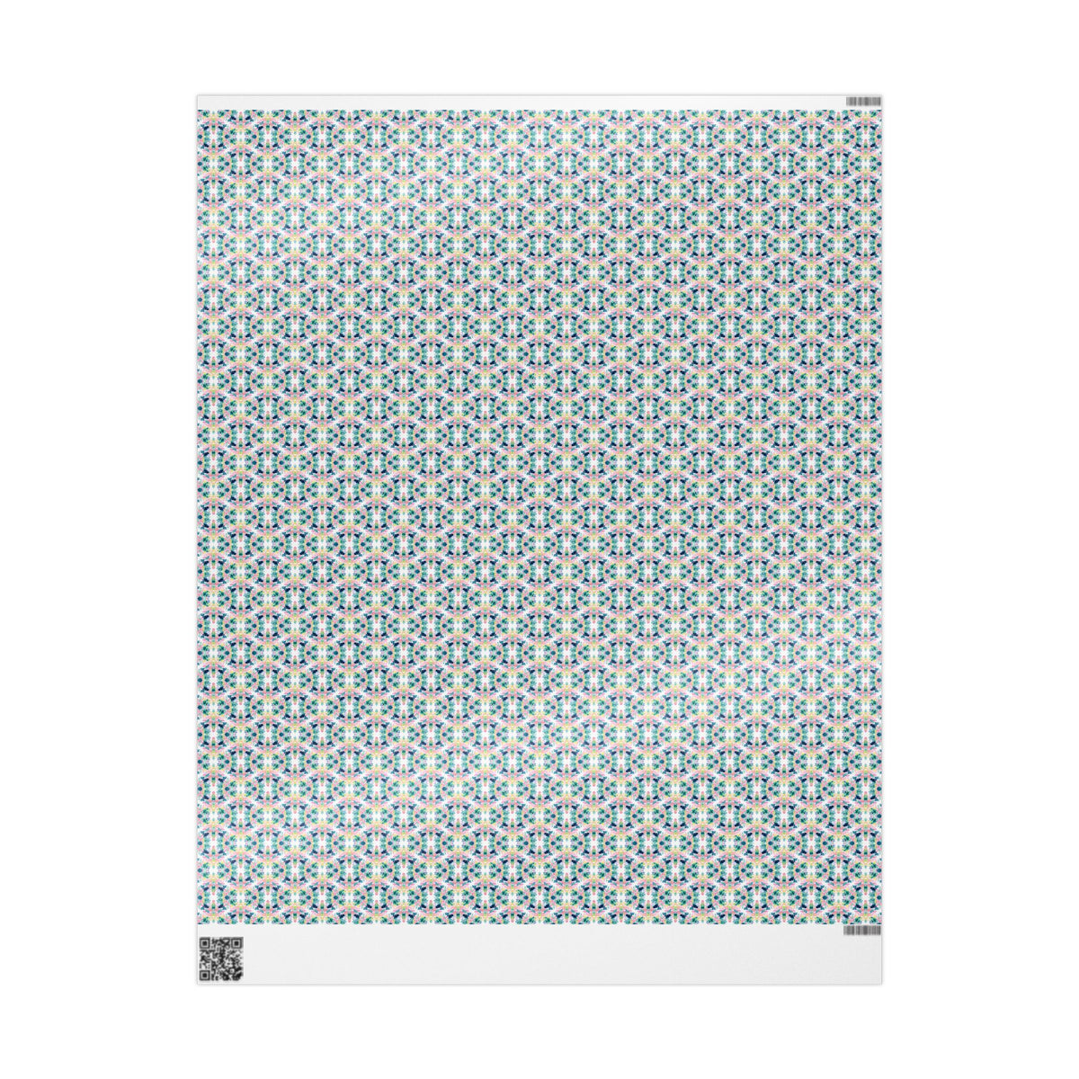 Teal Pink Navy Watercolor Kaleidoscope Wrapping Paper, Gift Wrap