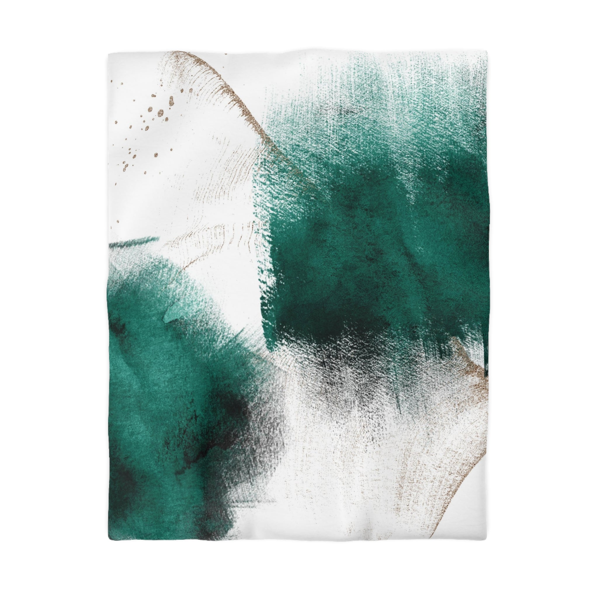 The image is an abstract painting with a mix of green and white colors, featuring brushstrokes and splatters.