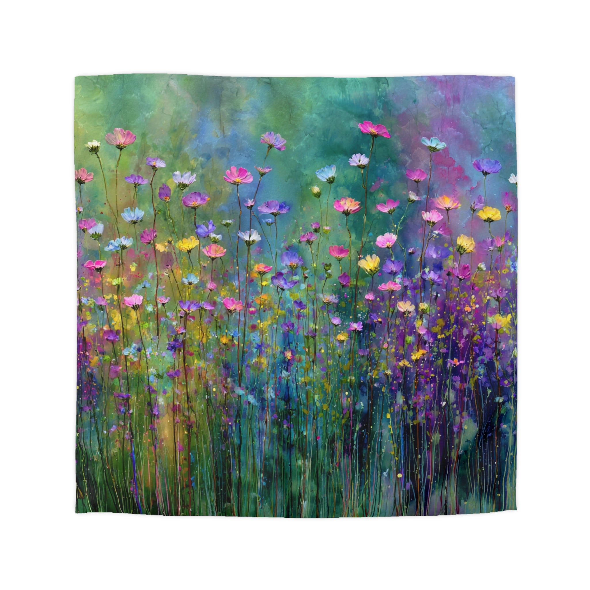 Floral Duvet, Pillow Cover | Green Purple Bedroom Decor
