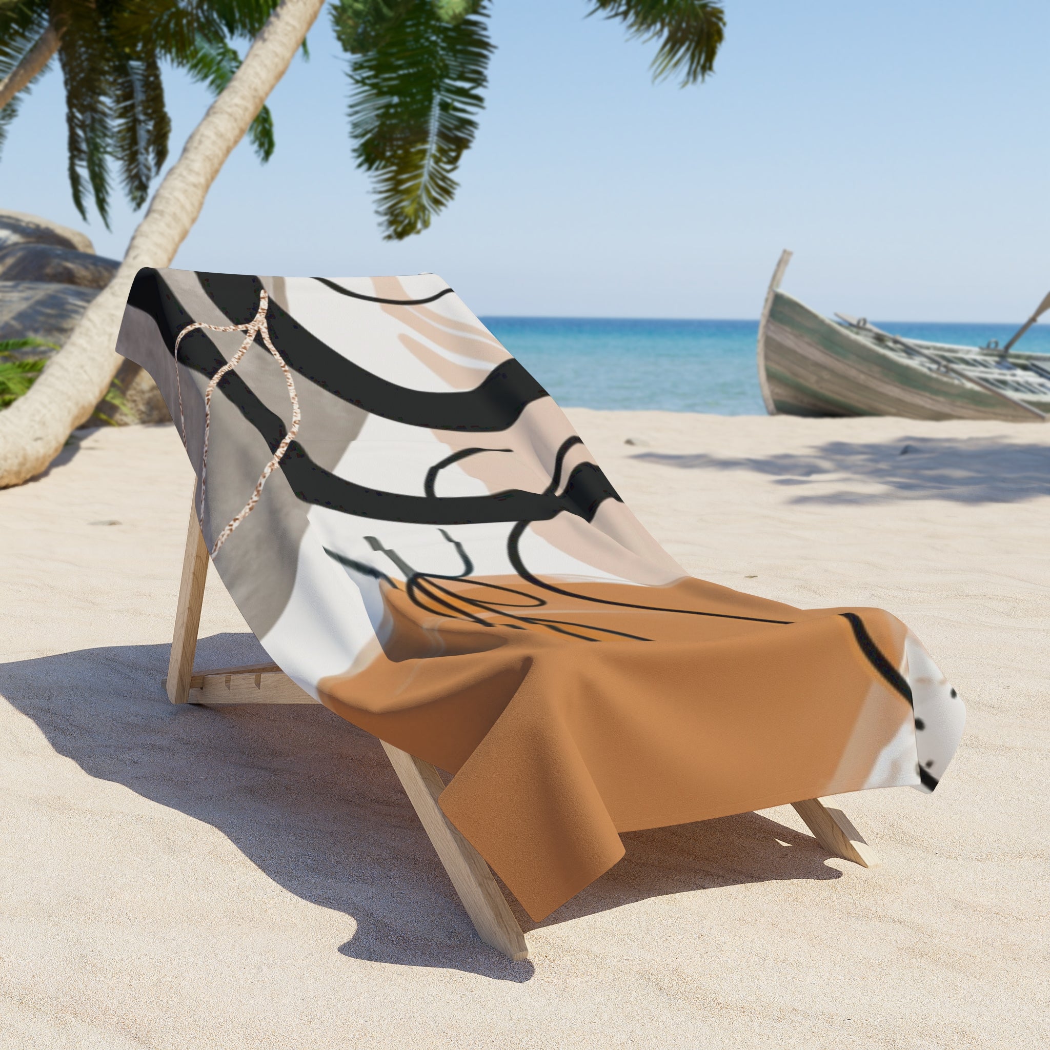 Boho Bath, Beach Towel | Bohemian Organic Rust Black