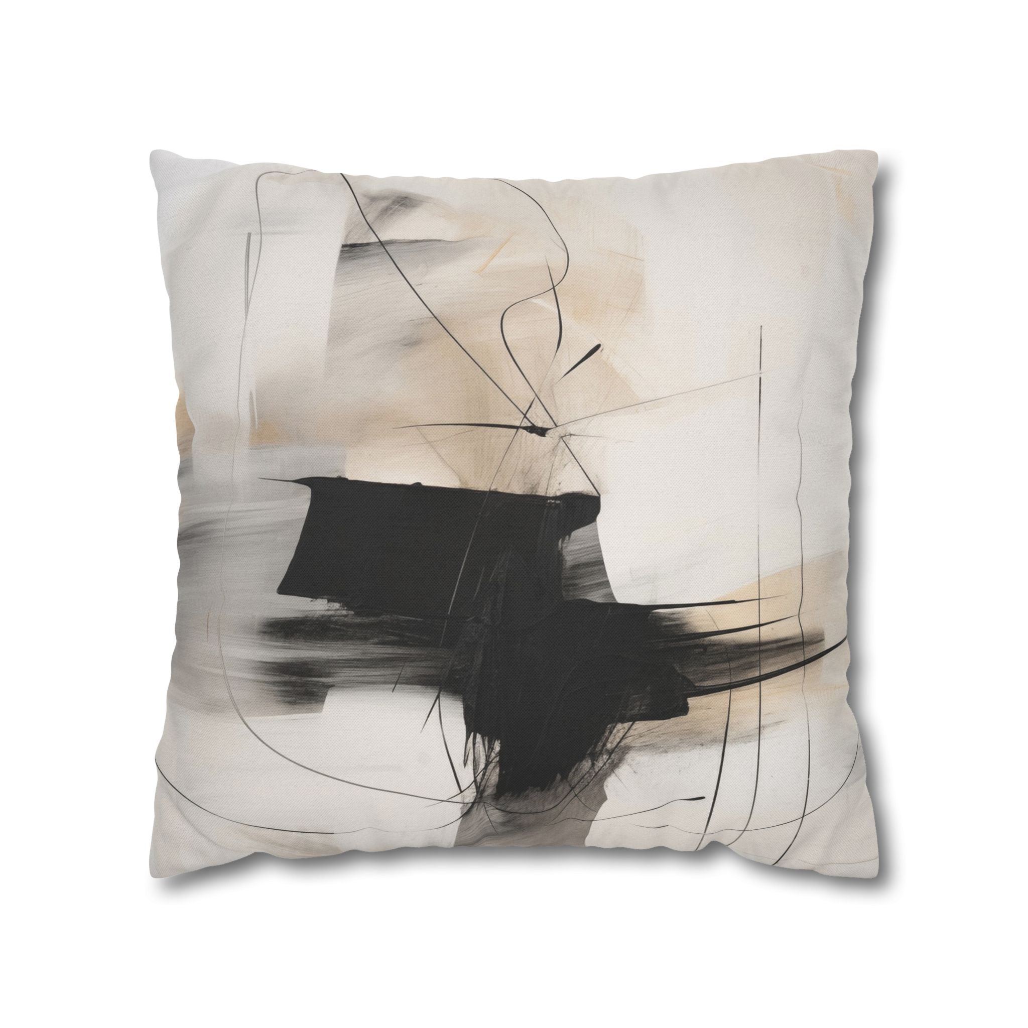 Abstract Pillow Cover | Black White Grey Beige