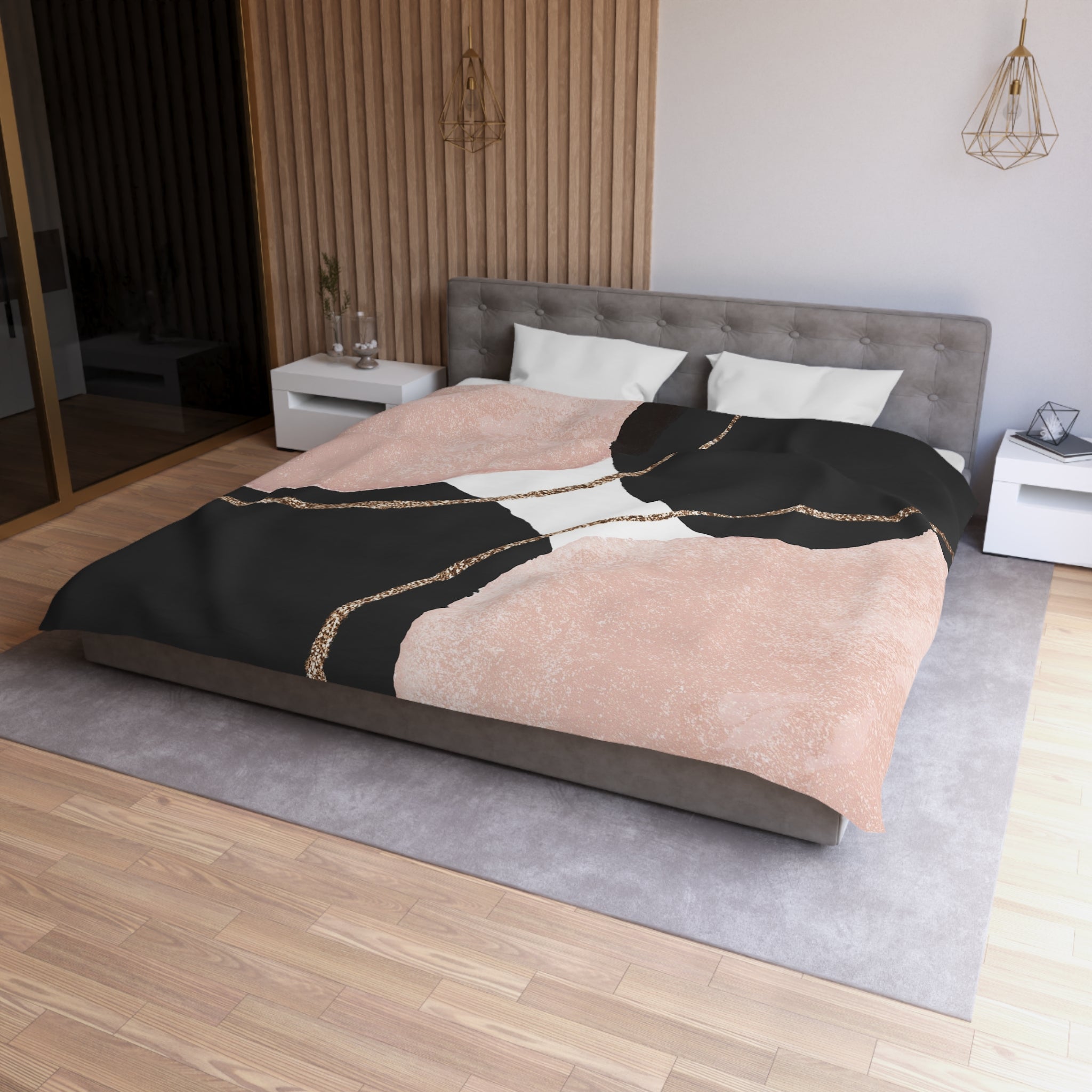 Abstract Watercolor Duvet, Pillow Cover | Black Blush Pink Bedroom Decor