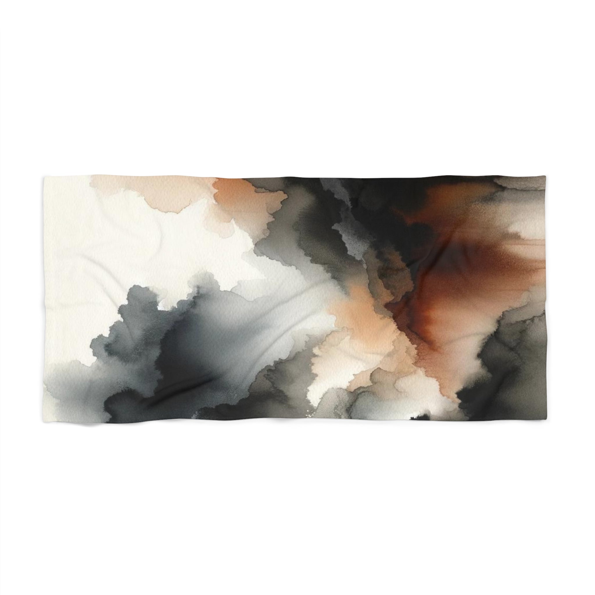 Bath, Beach Towel | Dark Black Grey, Rust Brown Towel