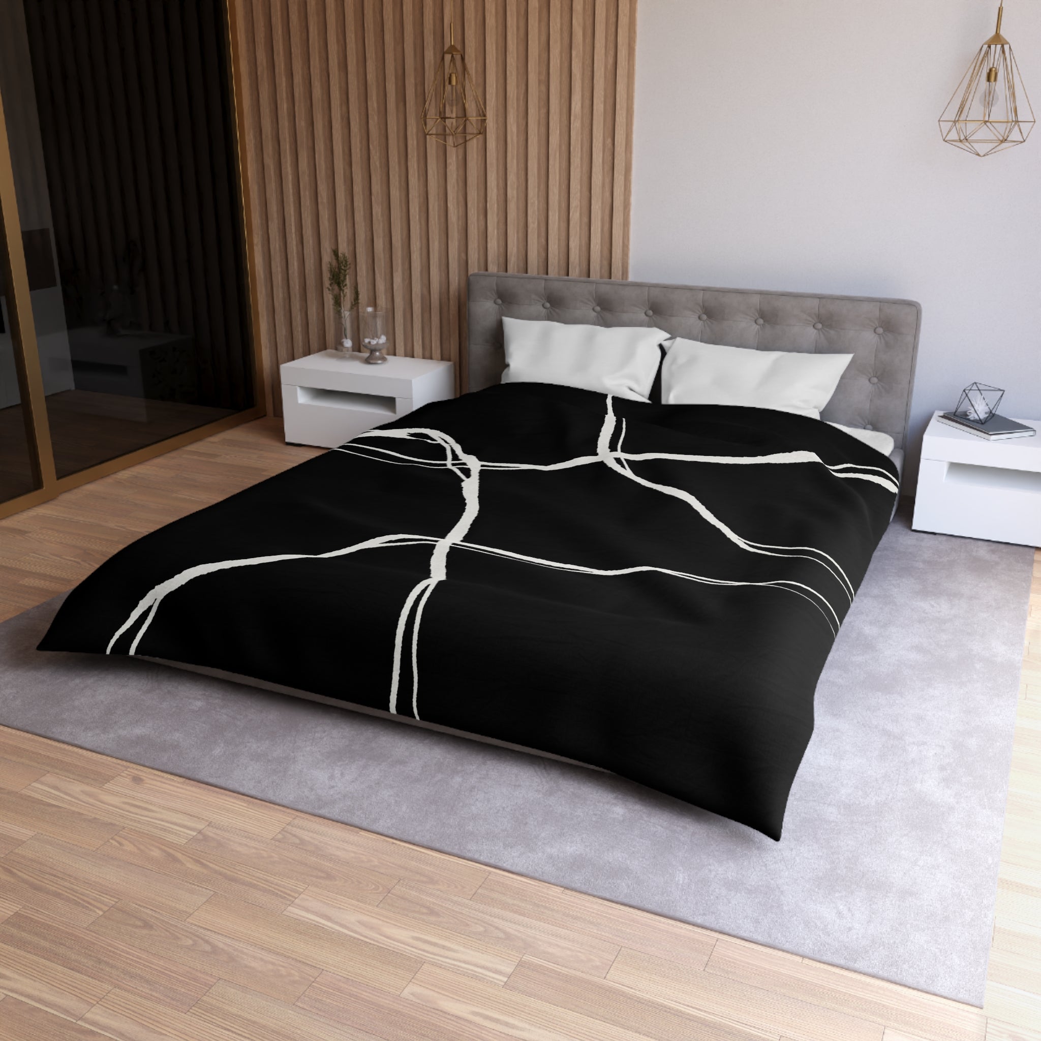 Abstract Duvet Cover | Black White Minimalist | Bedroom Decor