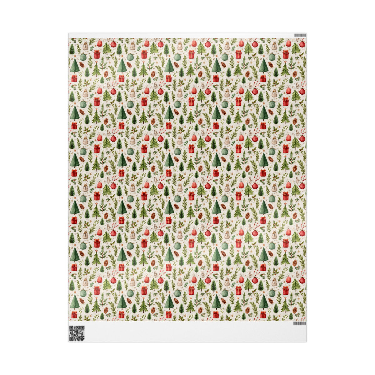 Green Tree Red Present Christmas Wrapping Paper, Gift Wrap
