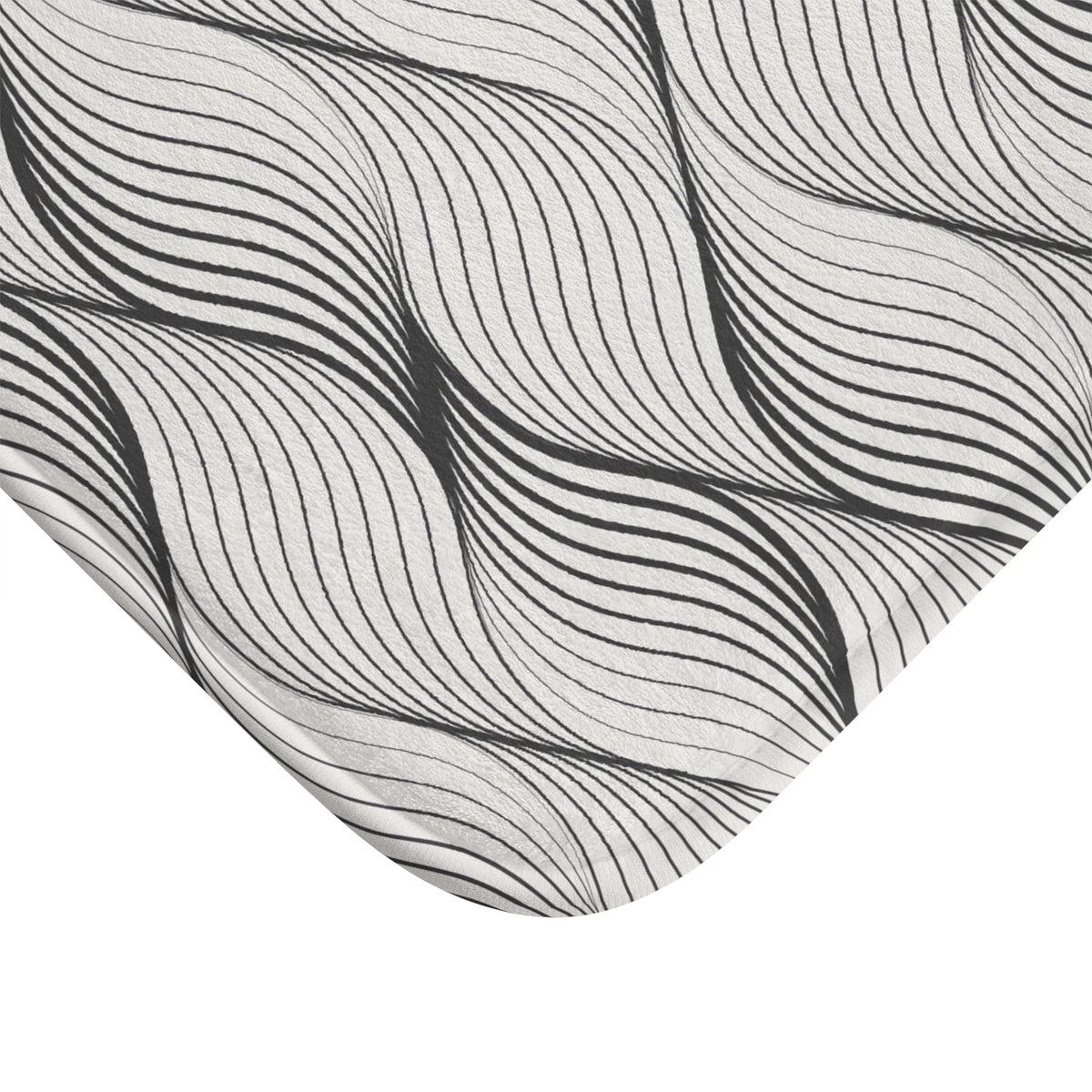Charcoal Grey Wavy Line Bath Mat, Art Deco Bathroom Rug