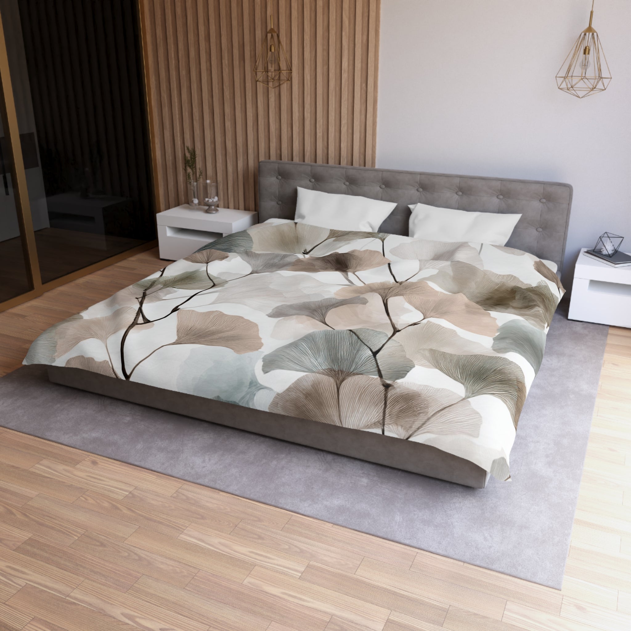Floral Duvet, Pillow Cover | White Beige Bedroom Decor
