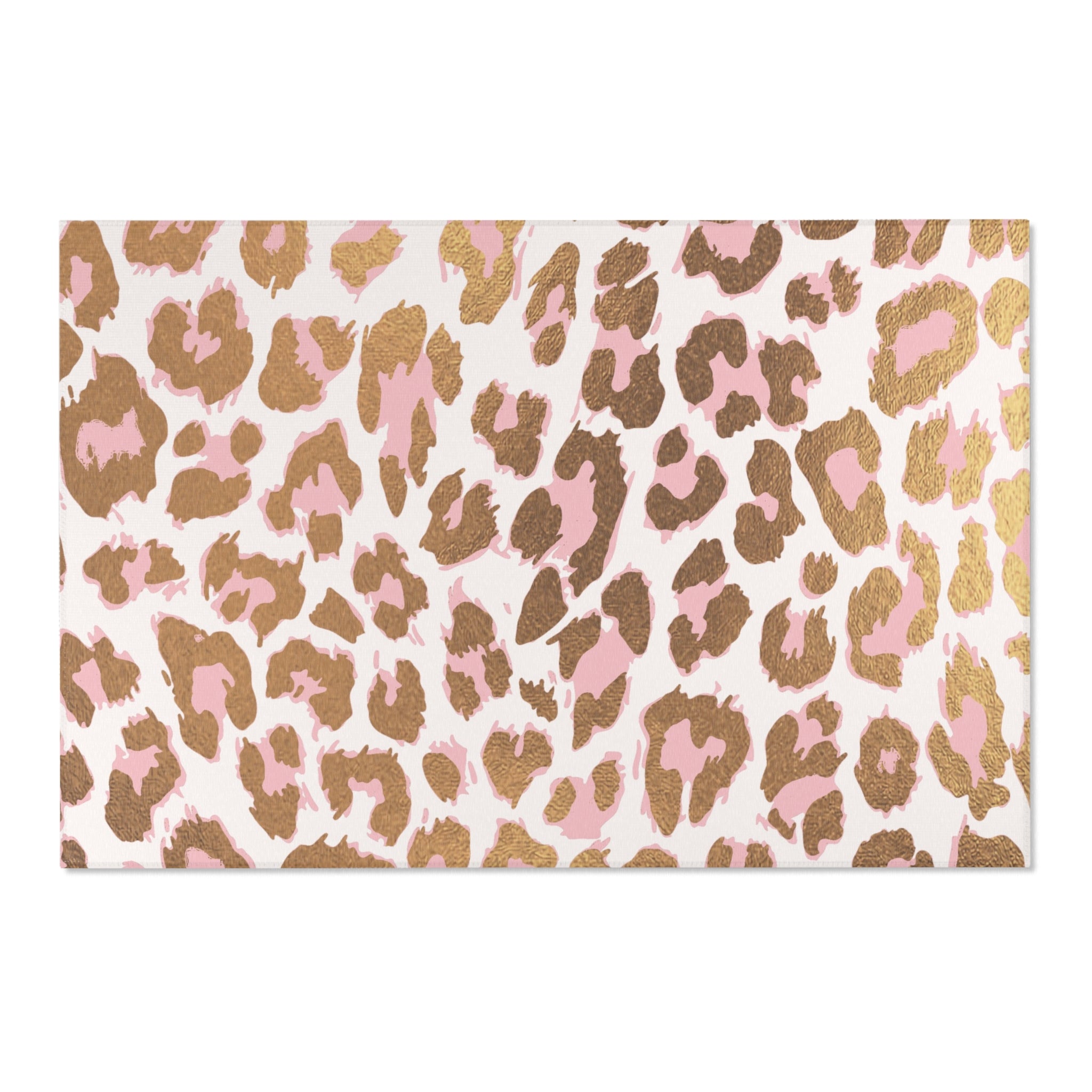 Boho Area Rug | Animal Skin Print, Pink White Brown