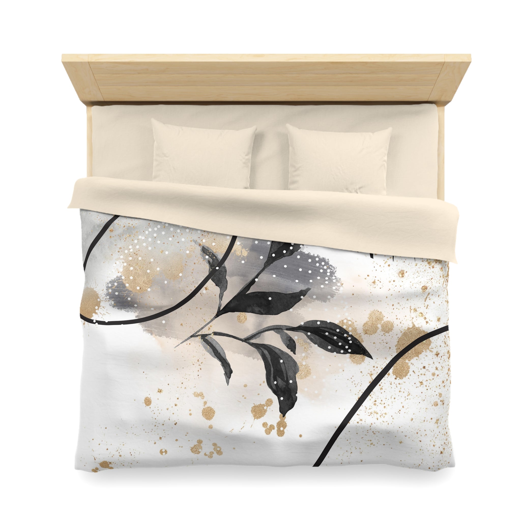 Abstract Leaves Duvet Cover | White Grey Black | Bedroom Decor