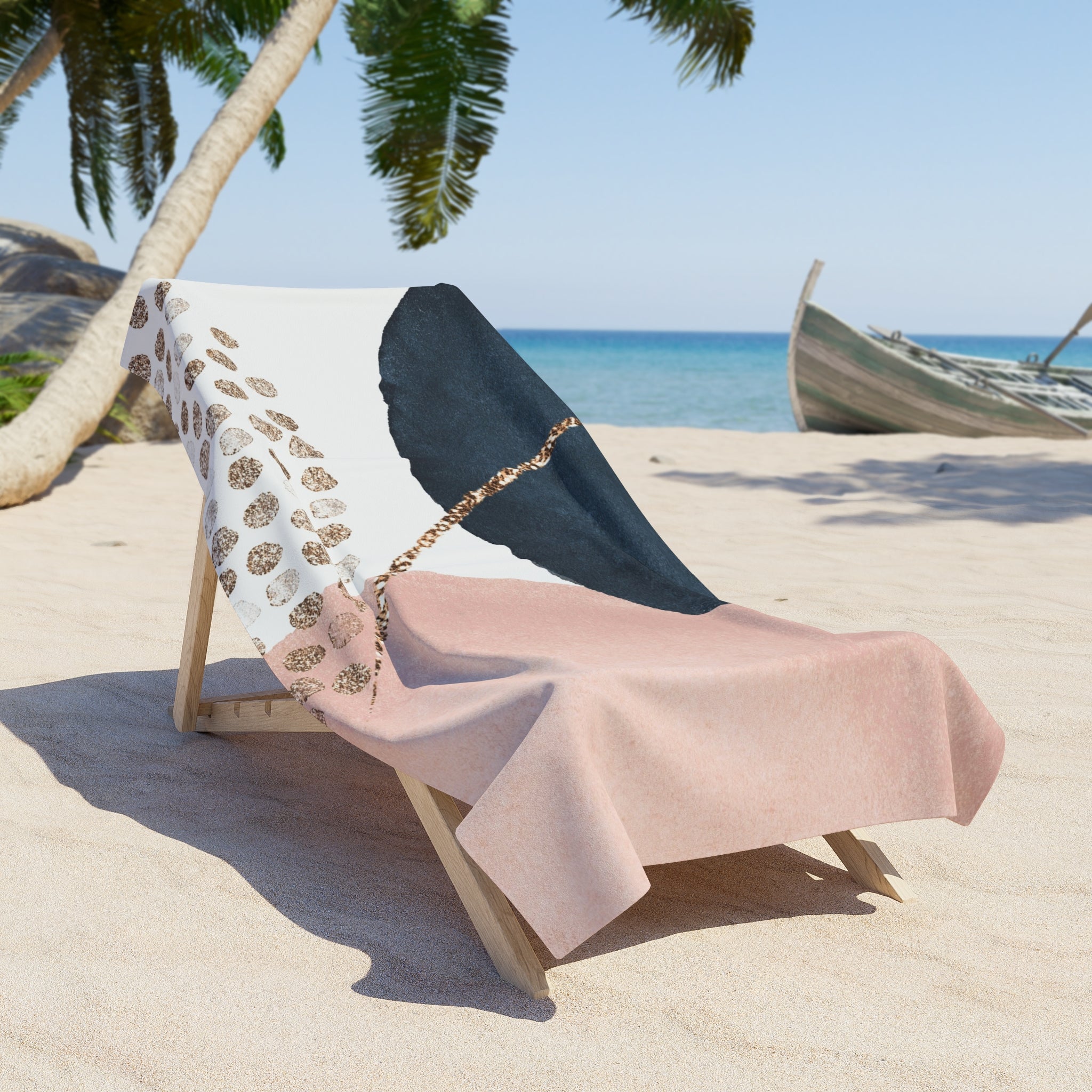 Bath, Beach Towel | Blush Pink, White, Navy Blue Towel