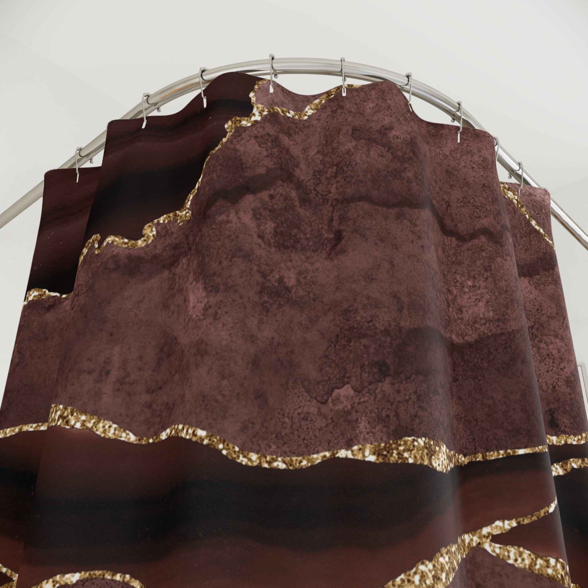 Retro Shower Curtain | Chestnut Brown Marble Print