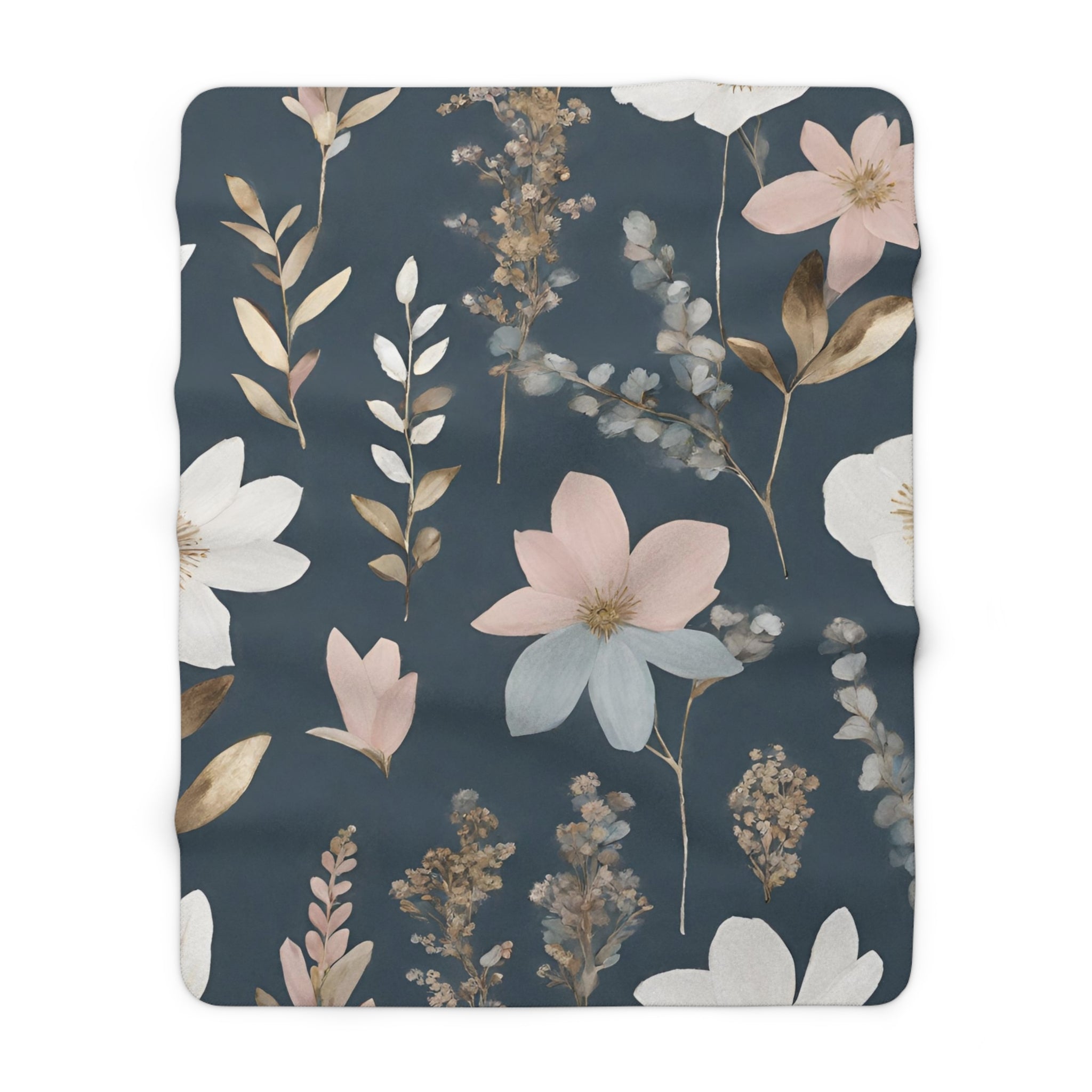 Floral Throw Blanket | Pink, Blue Beige Wildflowers