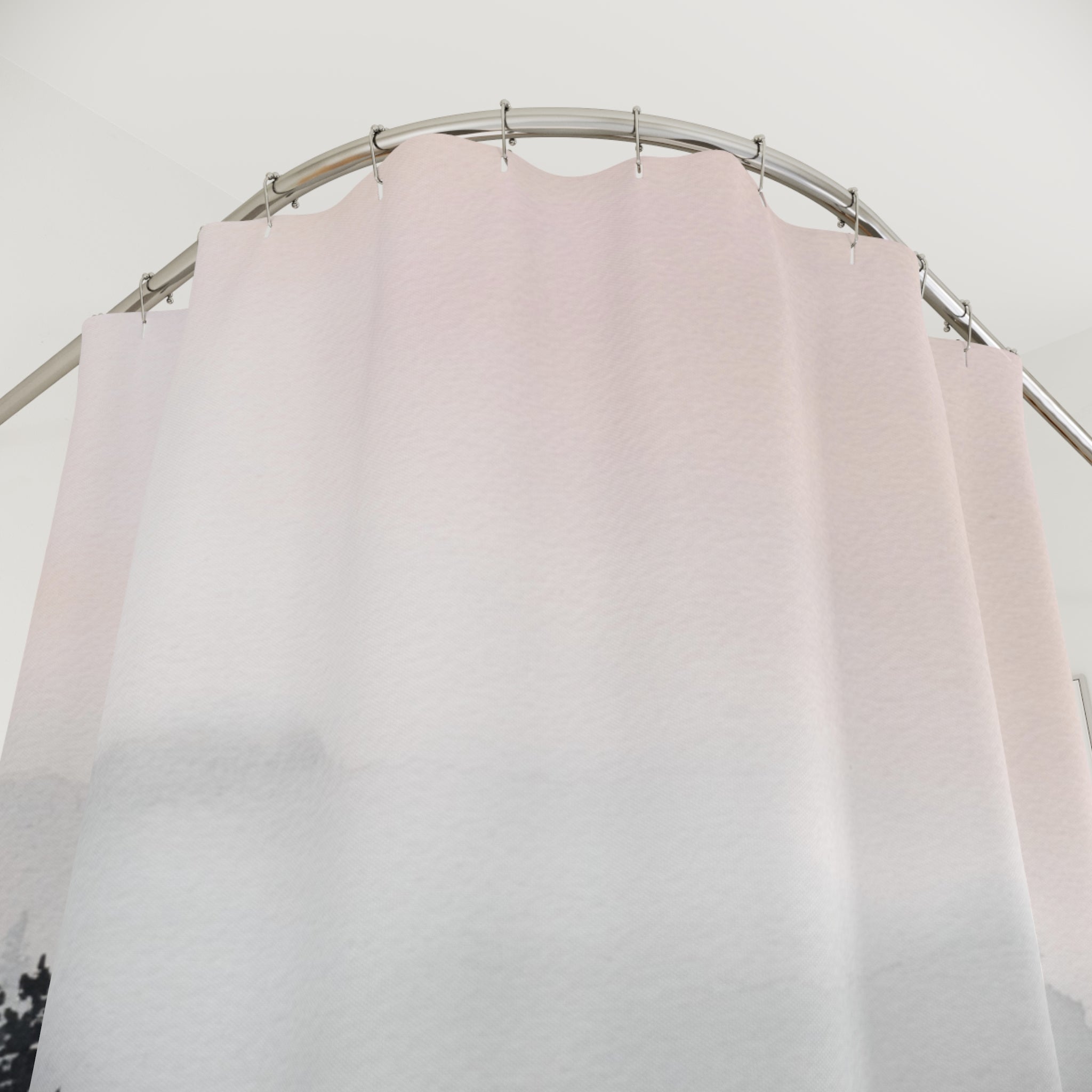 Landscape Shower Curtain | Nature Dark Grey, Blush Abstract Art