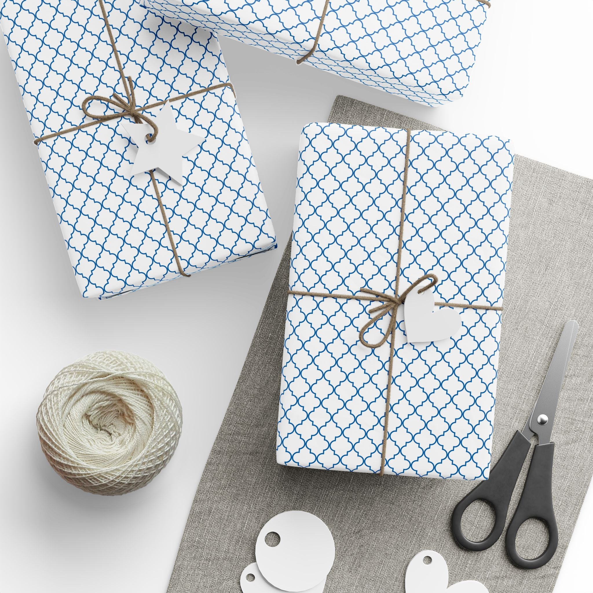 Art Deco Gift Wrapping Paper | Blue White Minimalist Wrap for the Holidays, Birthdays