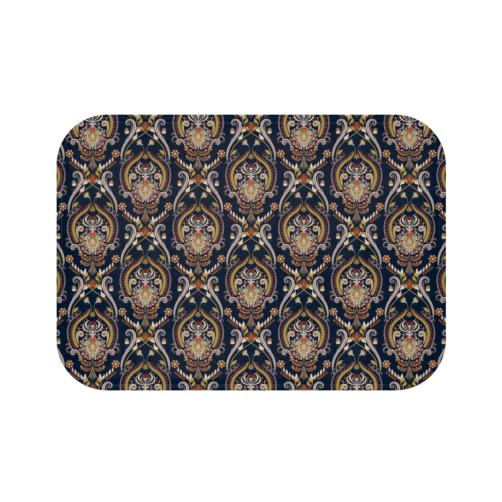 Vintage Bath, Kitchen Mat | Black Beige, Folk Art
