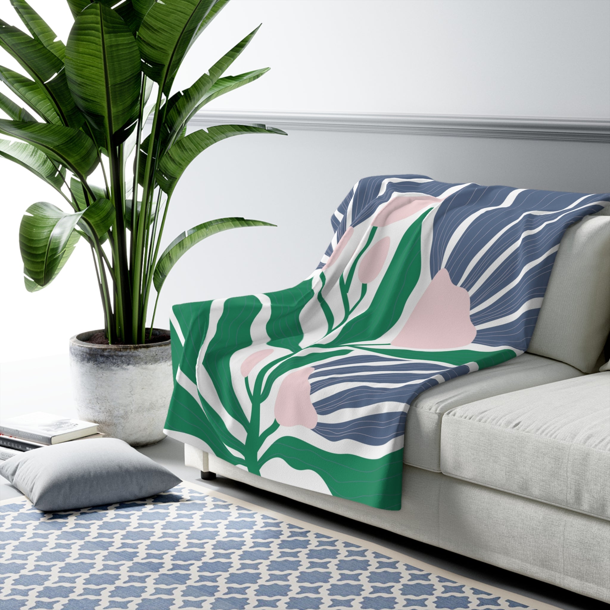 Abstract Throw Blanket | Matisse Green Blue Pink