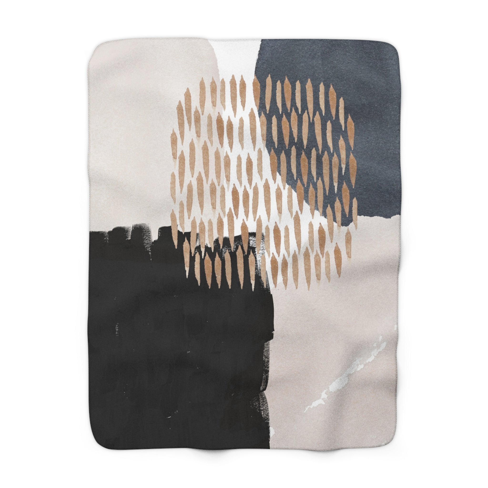 Abstract Throw Blanket | Watercolor Fade Black, Blush Beige Modern Art