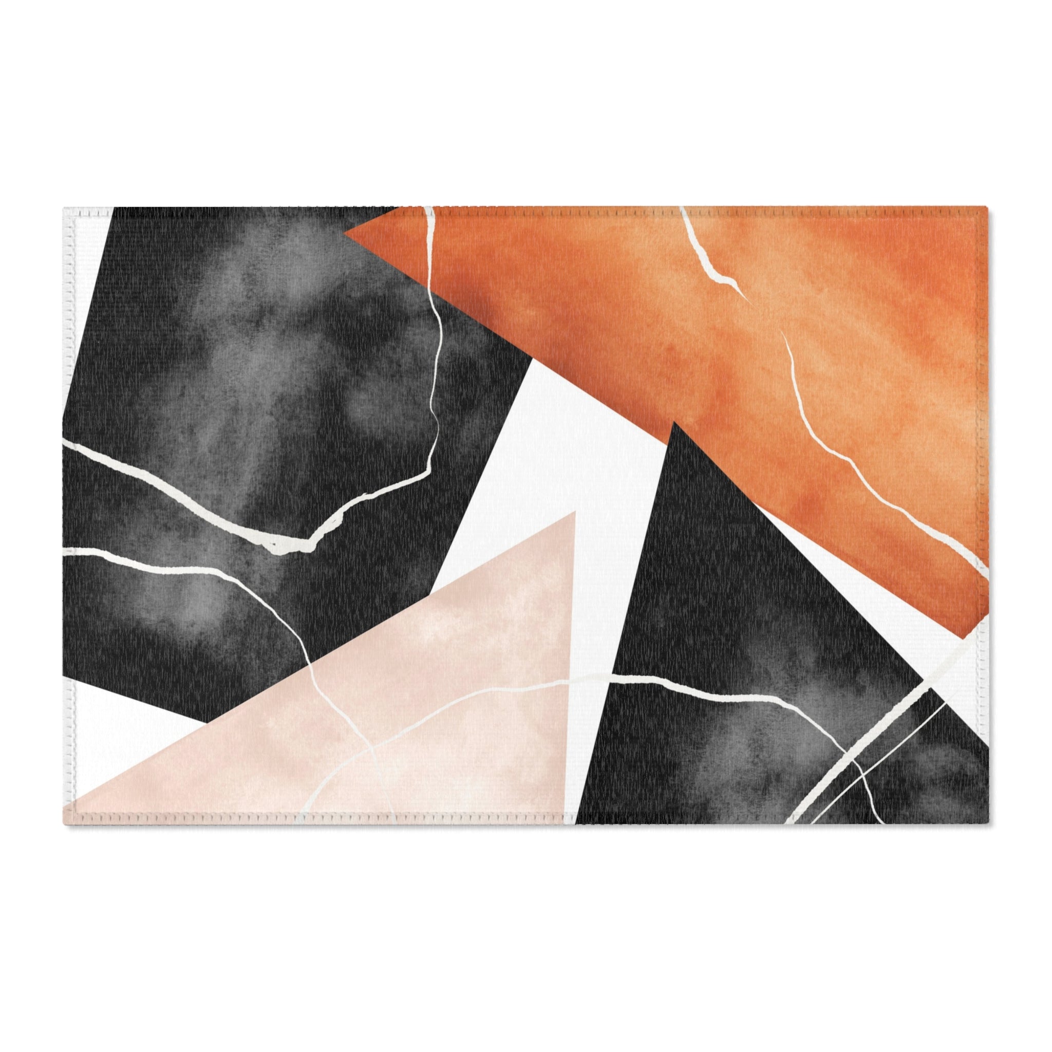Abstract Large Area Rug | Modern Rug, Grey Black, Orange Blush Pink Rug