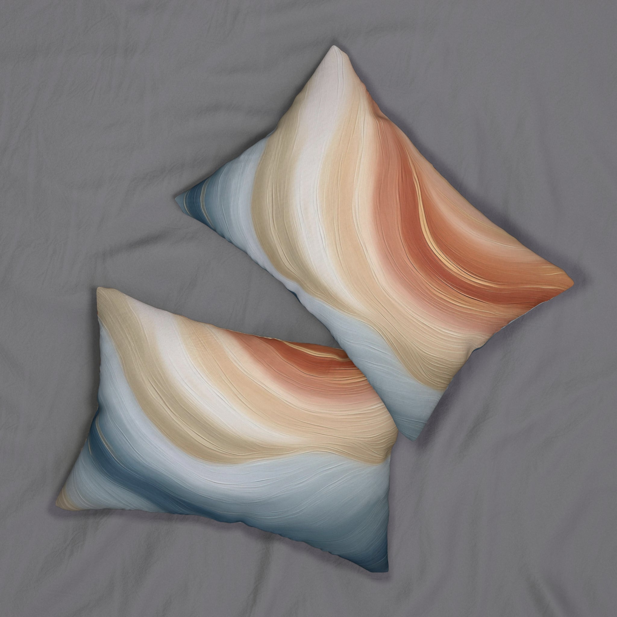 Abstract Lumbar Pillow | Burnt Orange, Beige Blue