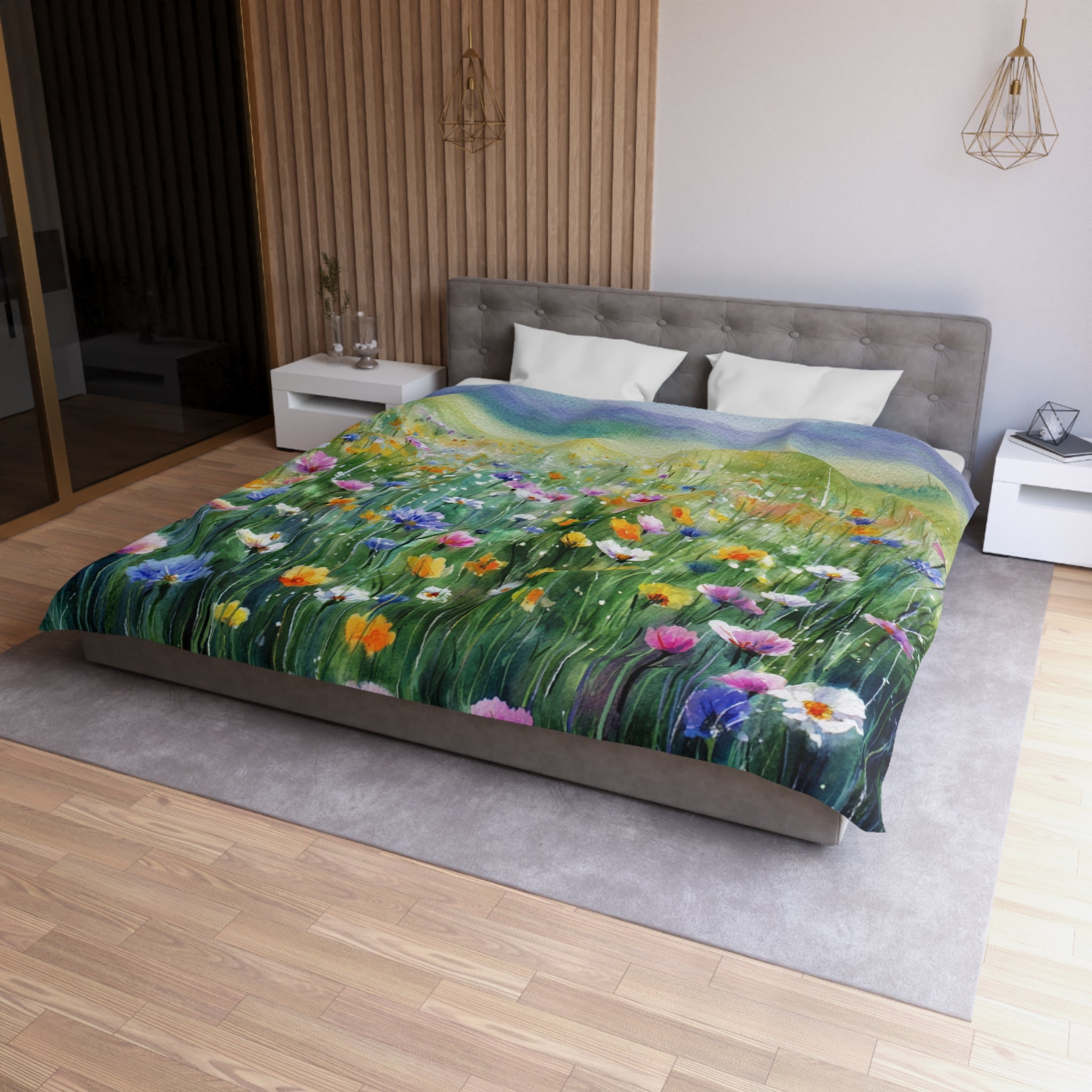 Floral Duvet, Pillow Cover | Green Yellow Bedroom Decor
