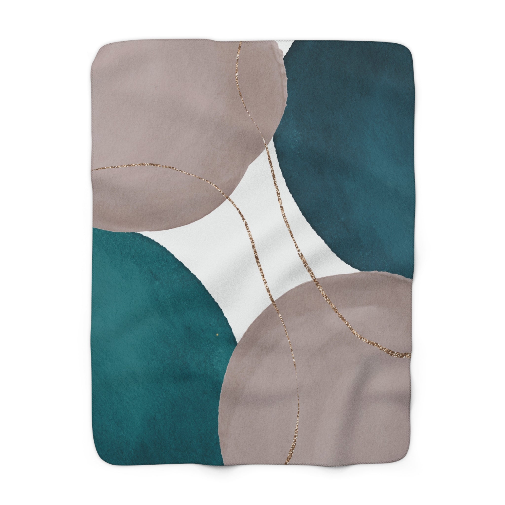 Abstract Throw Blanket | Taupe Green, Teal Blue Taupe