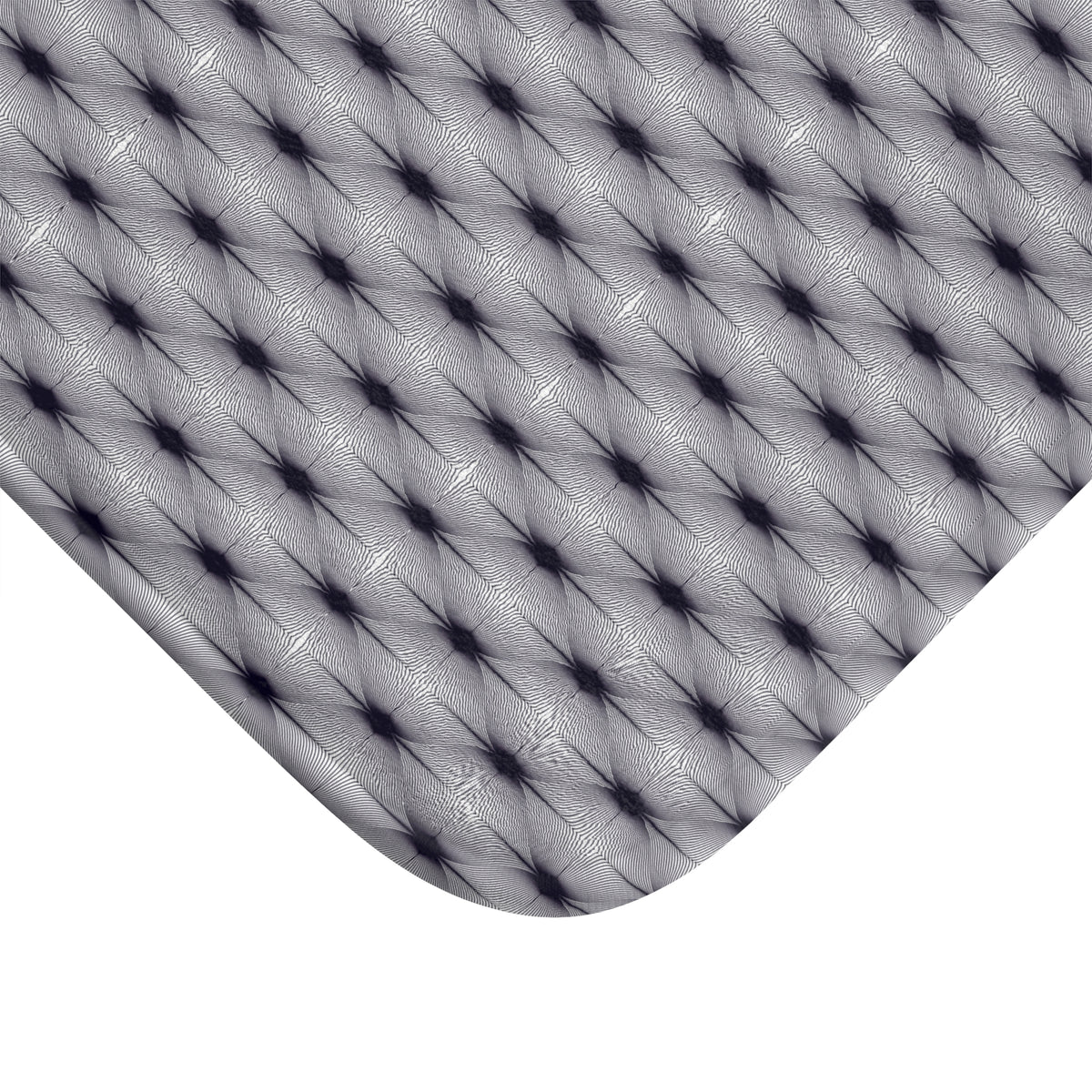 Navy White Deco Linework Bath Mat, Op Art Bathroom Rug