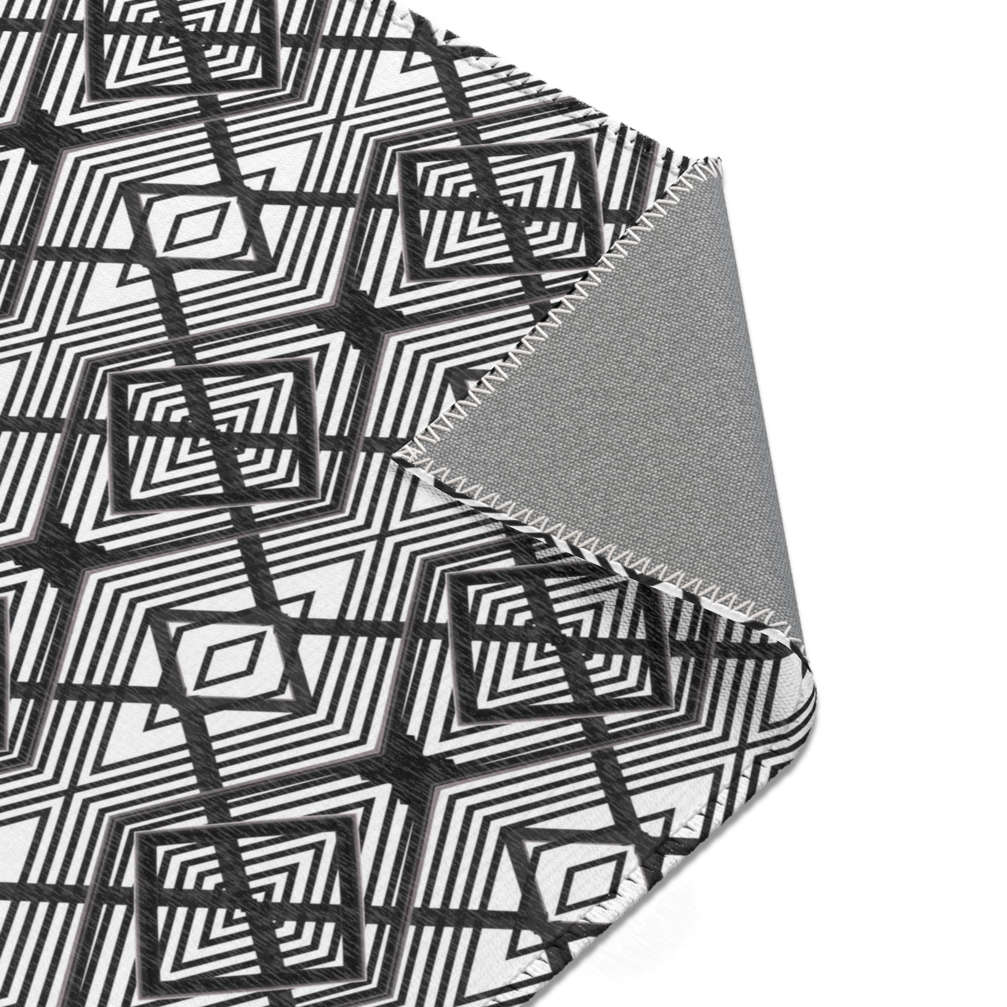 Abstract Area Rug | Geometric Black White Artsy Rug