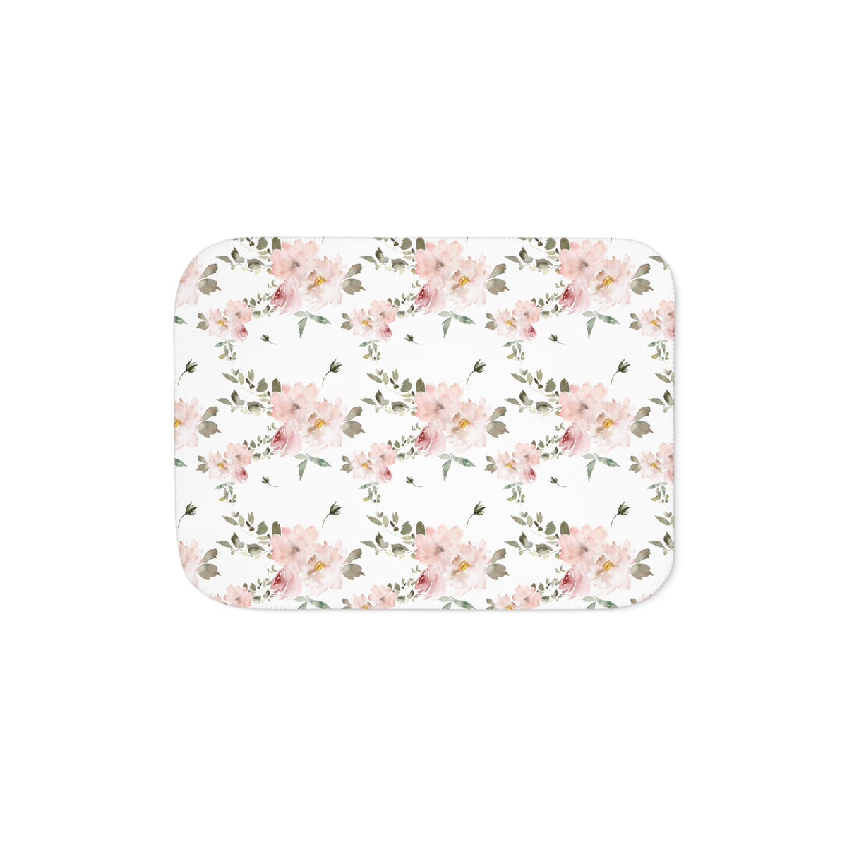 Blush Rose Spray Sherpa Blanket | Sage Watercolor Floral Throw