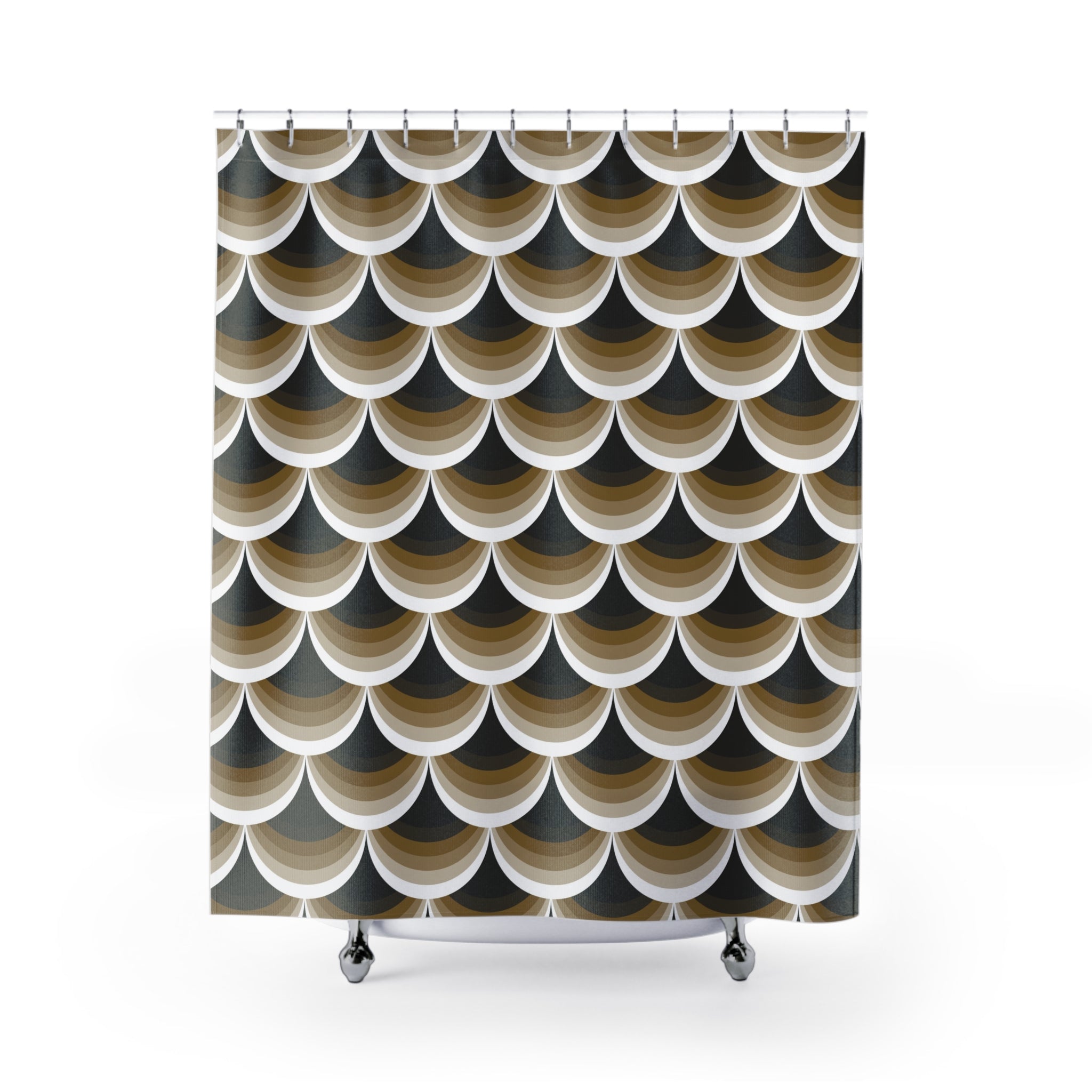 Art Deco Shower Curtain | Grey Taupe White Bathroom Decor