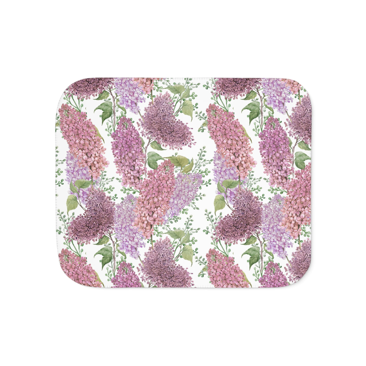 Pink Lavender Watercolor Lilac Sherpa Blanket | Spring Floral Throw