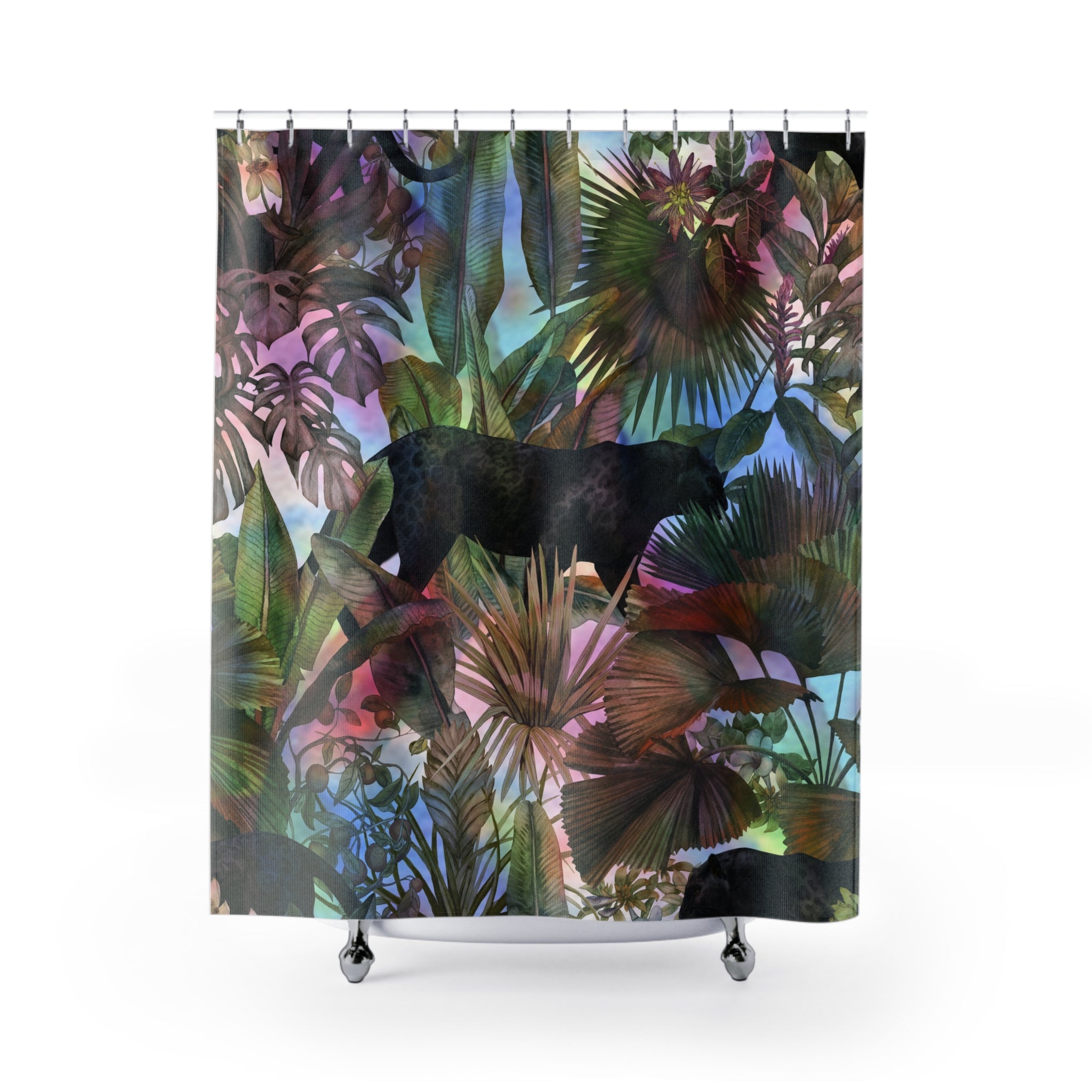 Floral Shower Curtain | Colorful Jungle Tropical Curtain