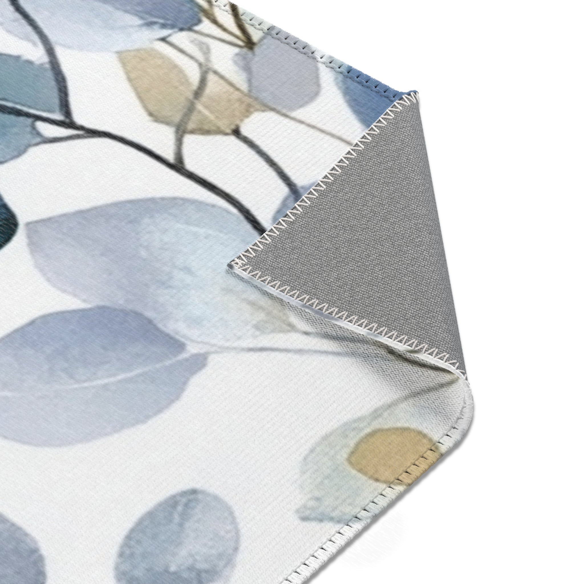 Floral Leaves Large Area Rug | Blue Modern Watercolor Rug