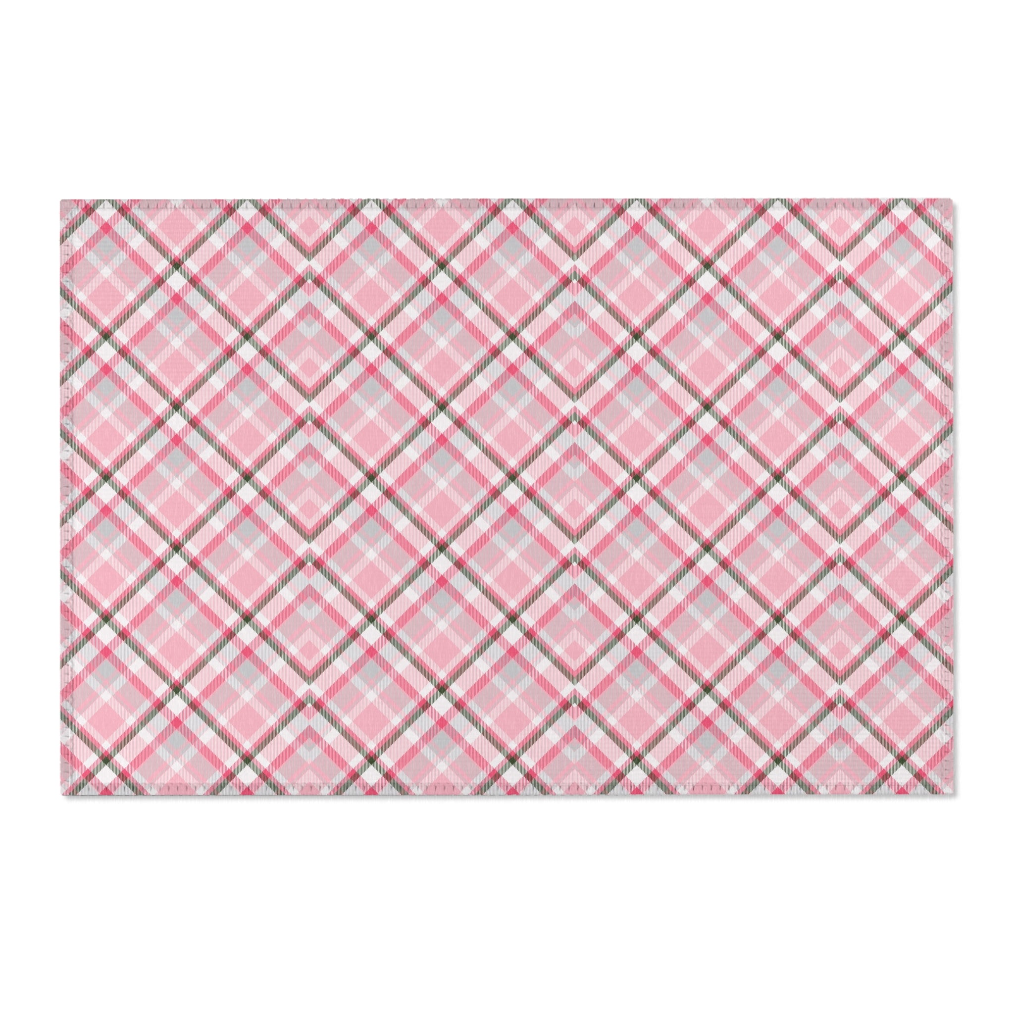 Plaid Retro Large Area Rug | Pink White Grey