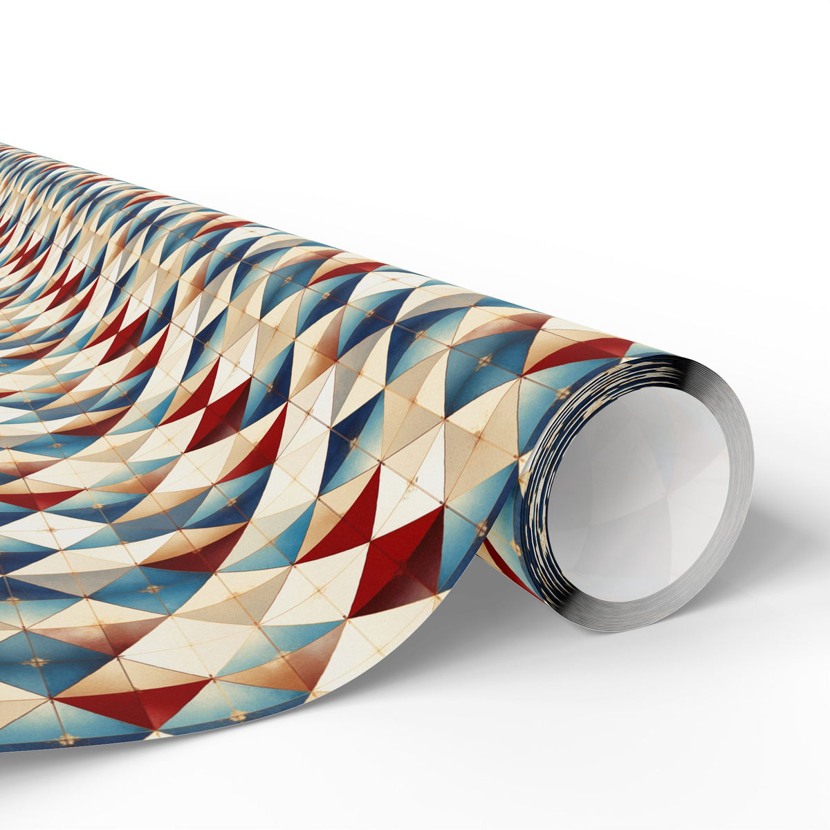 Red Blue Beige Geometric Triangle Wrapping Paper, Gift Wrap
