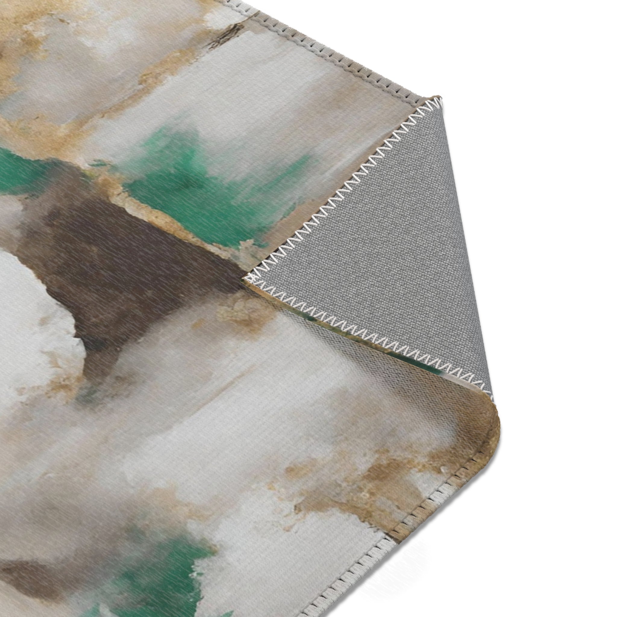 Abstract Large Area Rug | Green Brown Beige