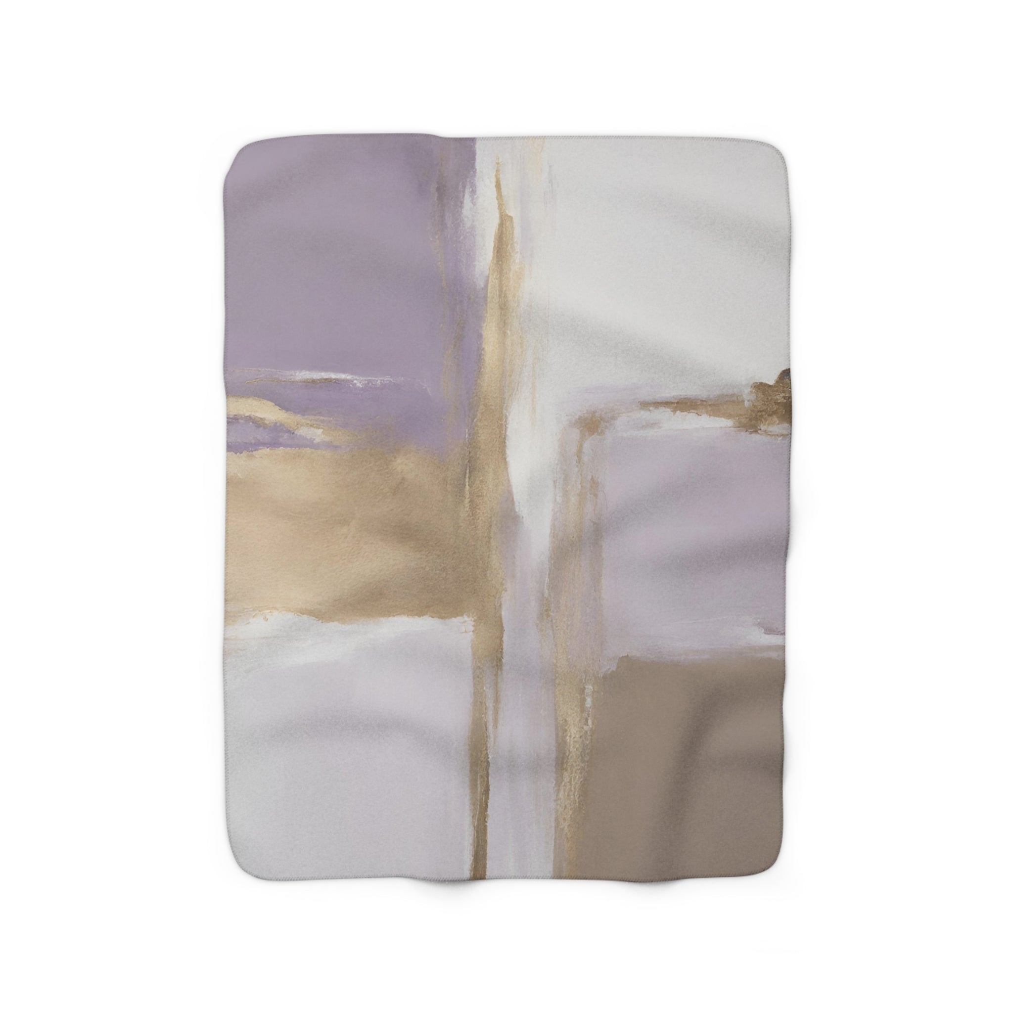 Abstract Boho Couch Throw Blanket | Lavender Purple, Muted Gold Beige