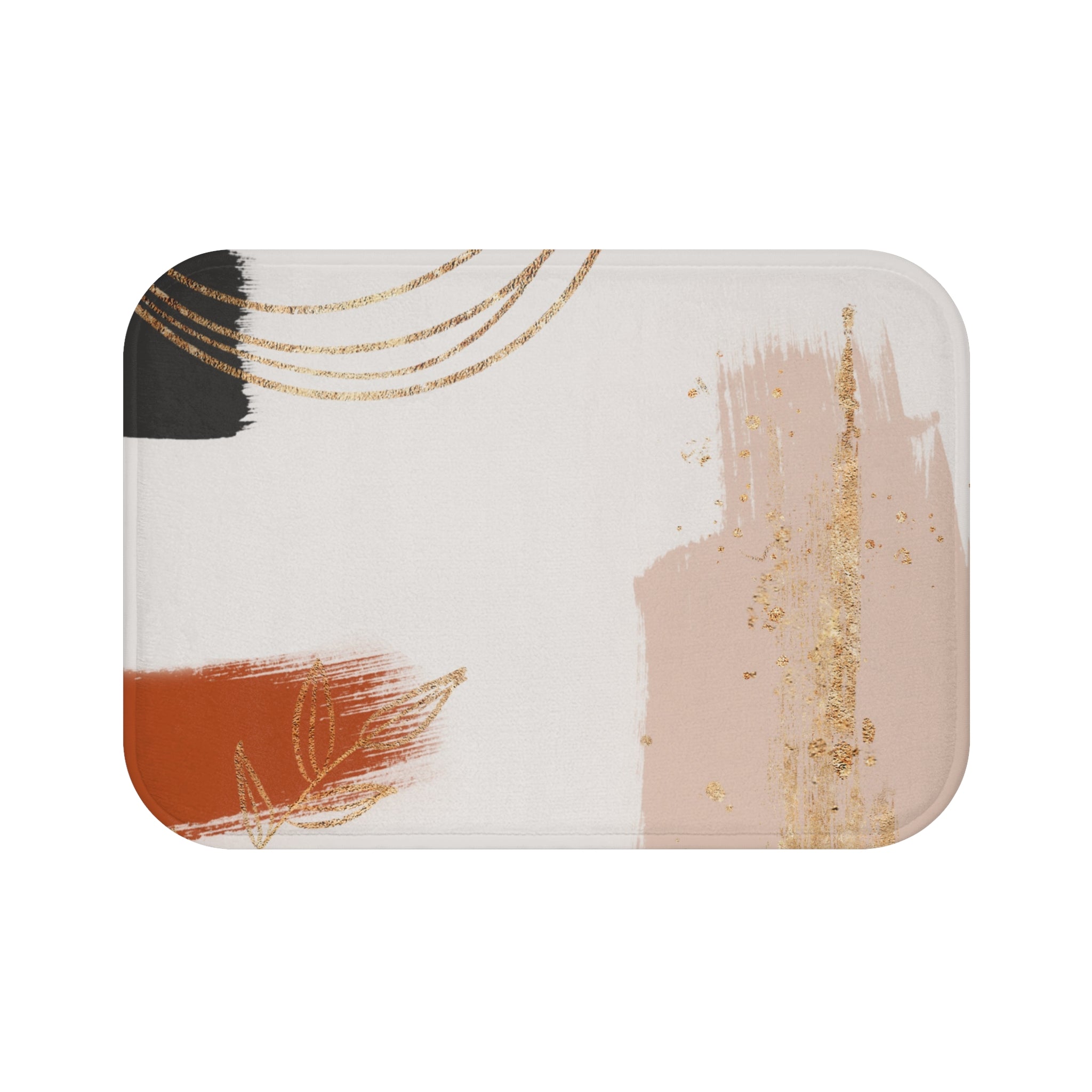 Boho Bath Mat | Mid Century Earthy, Beige Rust Kitchen Mat