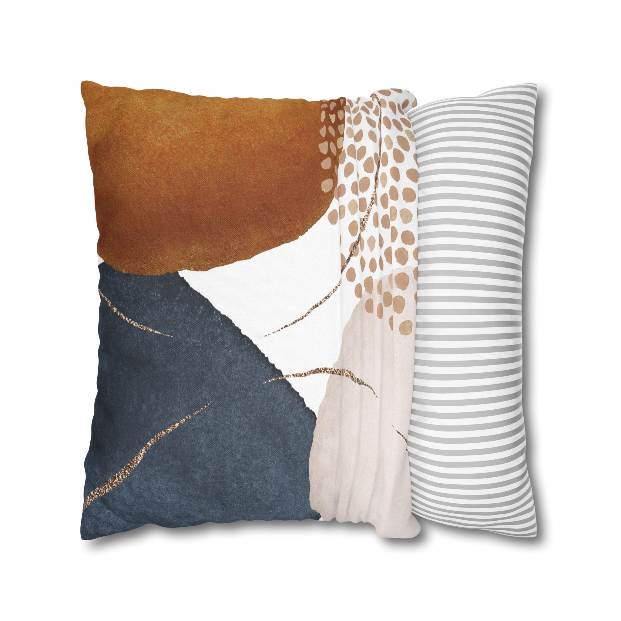 Abstract Pillow Cover | Earthy Neutral Blue Burnt Orange Beige Watercolor Pillowcase