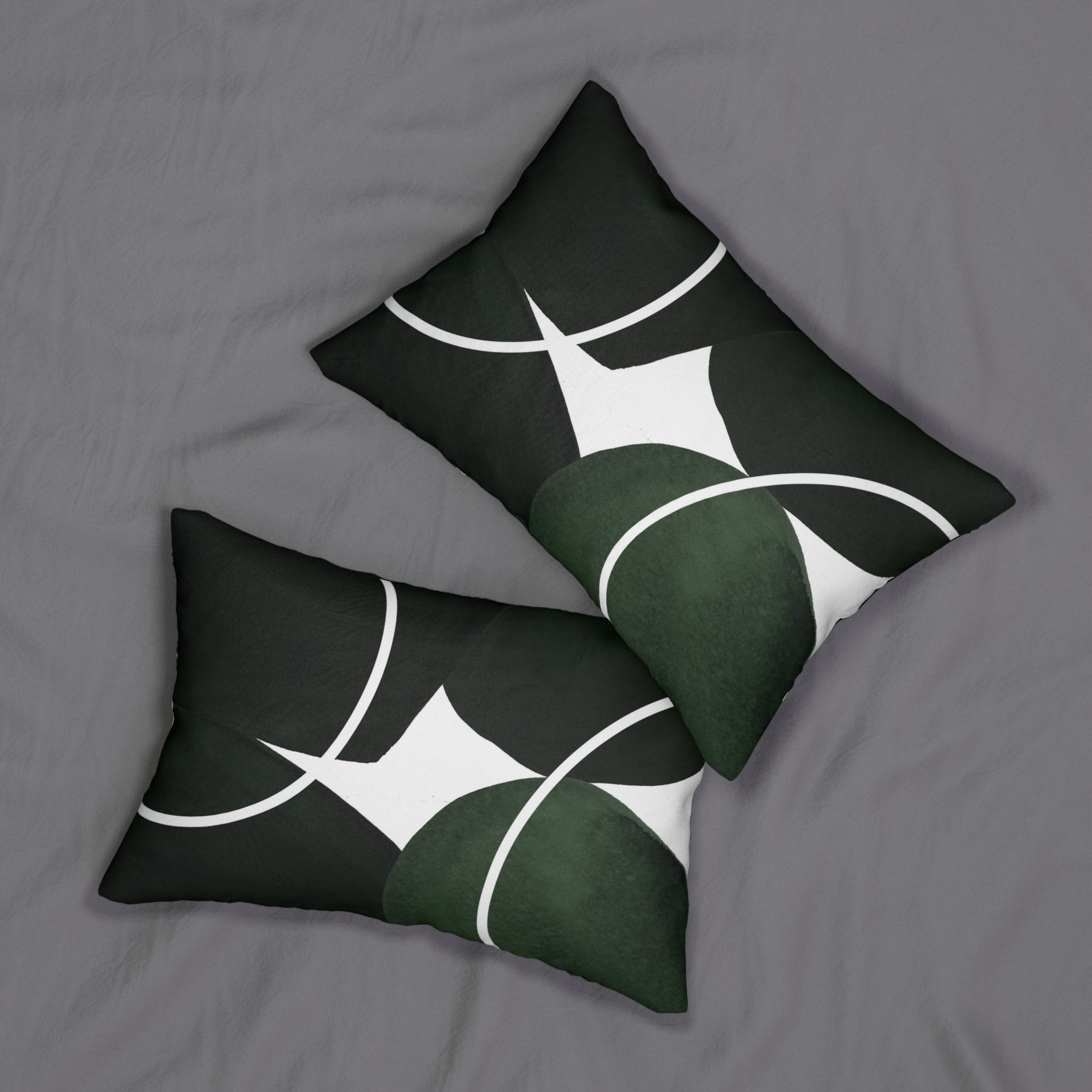 Abstract Lumbar Pillow | Dark Green White