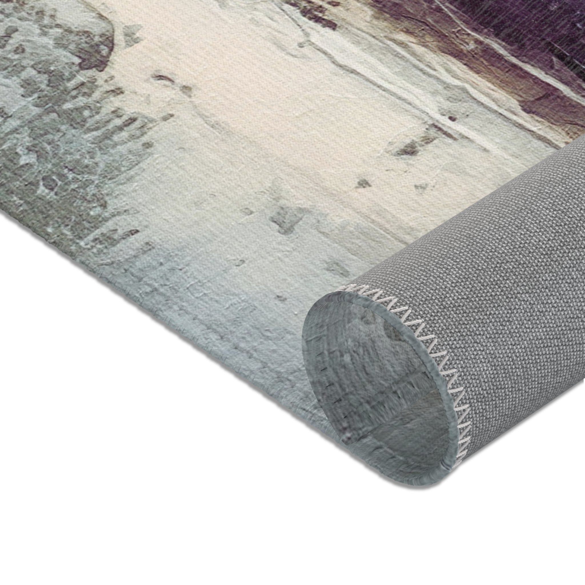 Abstract Area Rug | Grey Purple Watercolor Artsy Rug