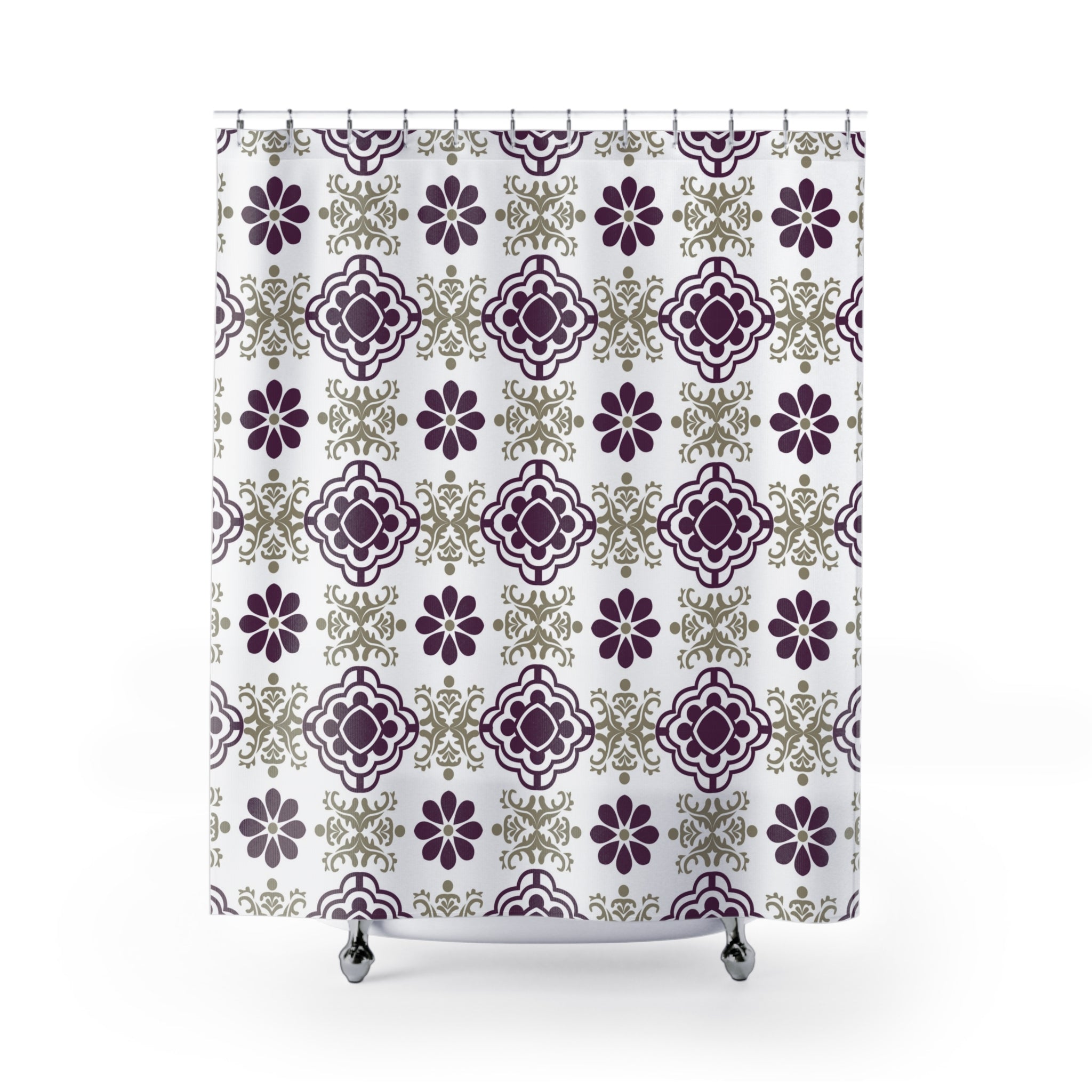 Boho Abstract Shower Curtain | Retro floral, art nouveau