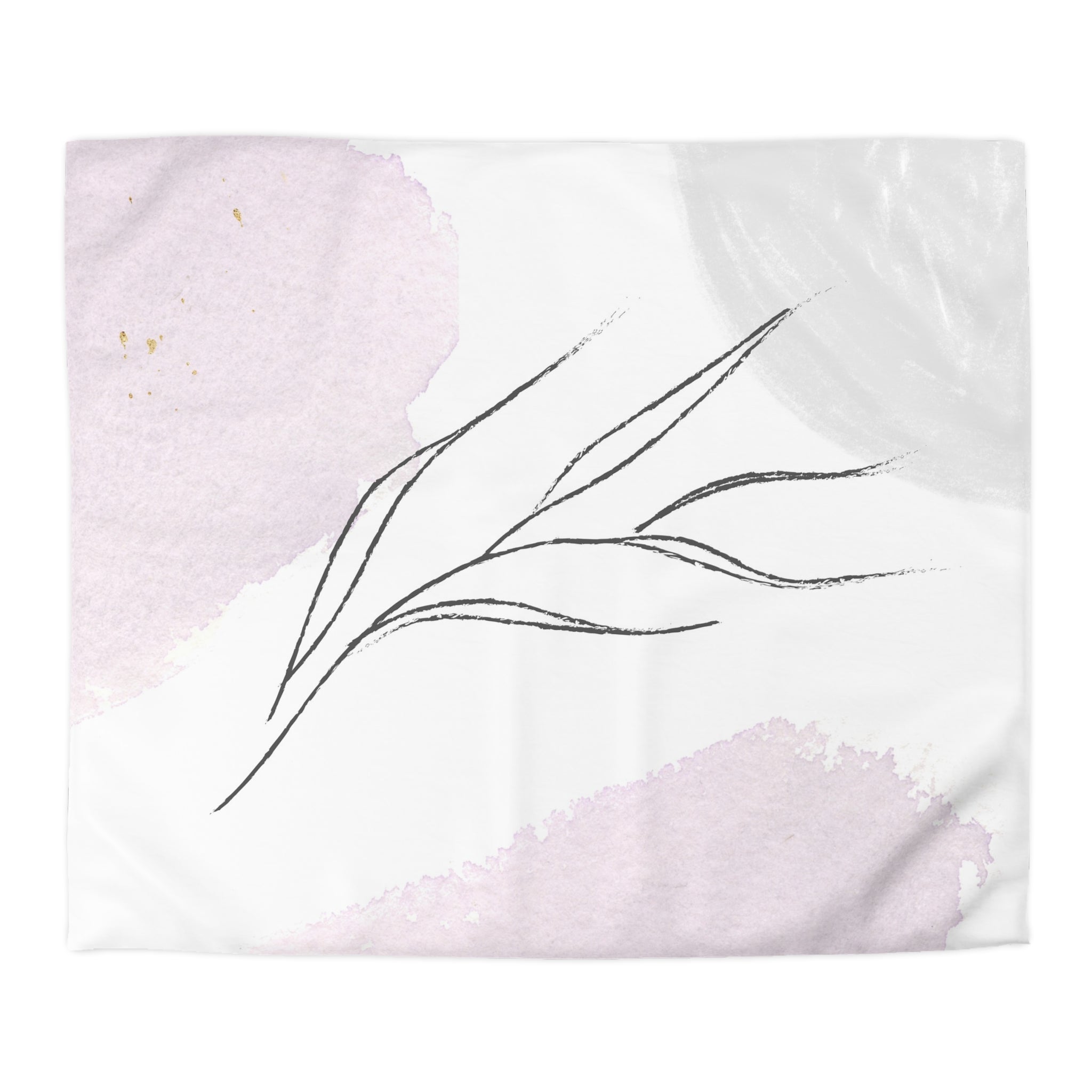 a simple line drawing of a leaf or branch, with a minimalist and abstract style.