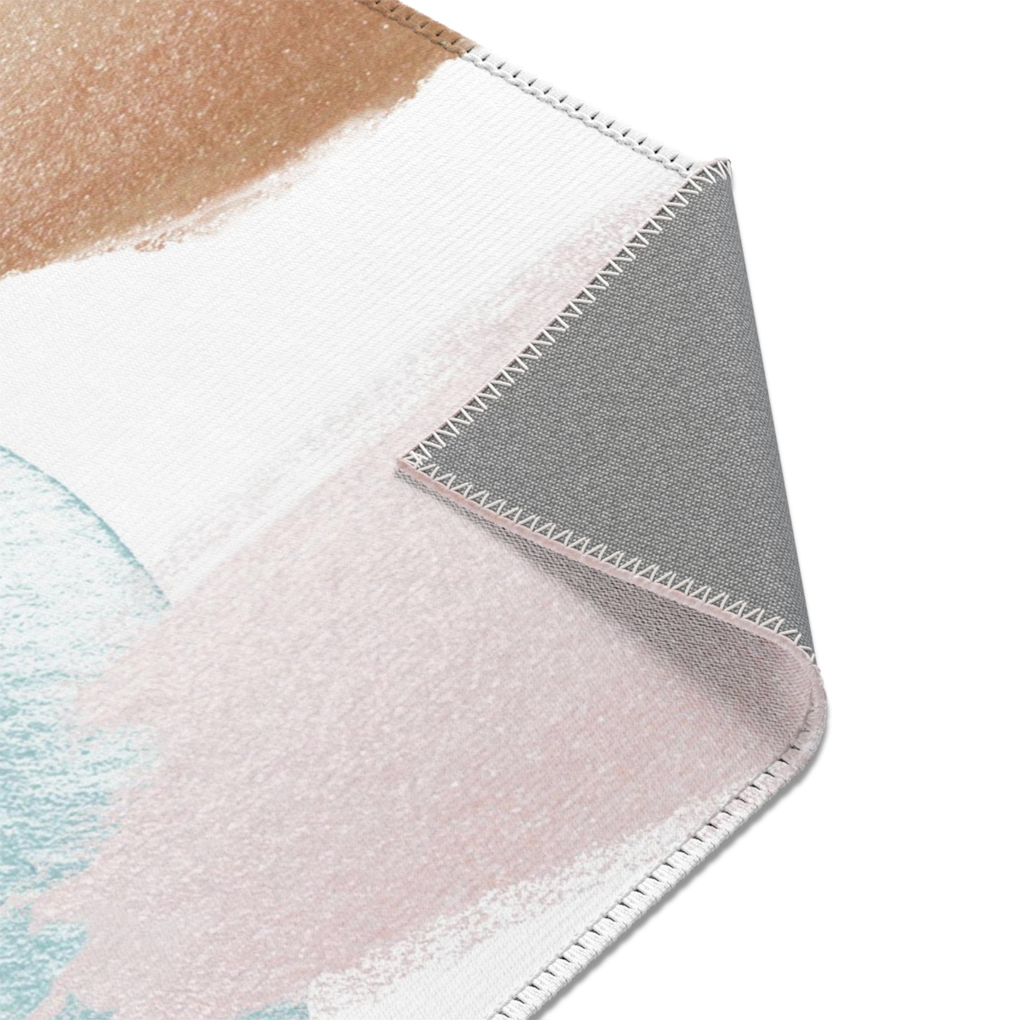 Abstract Boho Area Rug | Pastel Blue, Blush Pink, Beige Minimalist