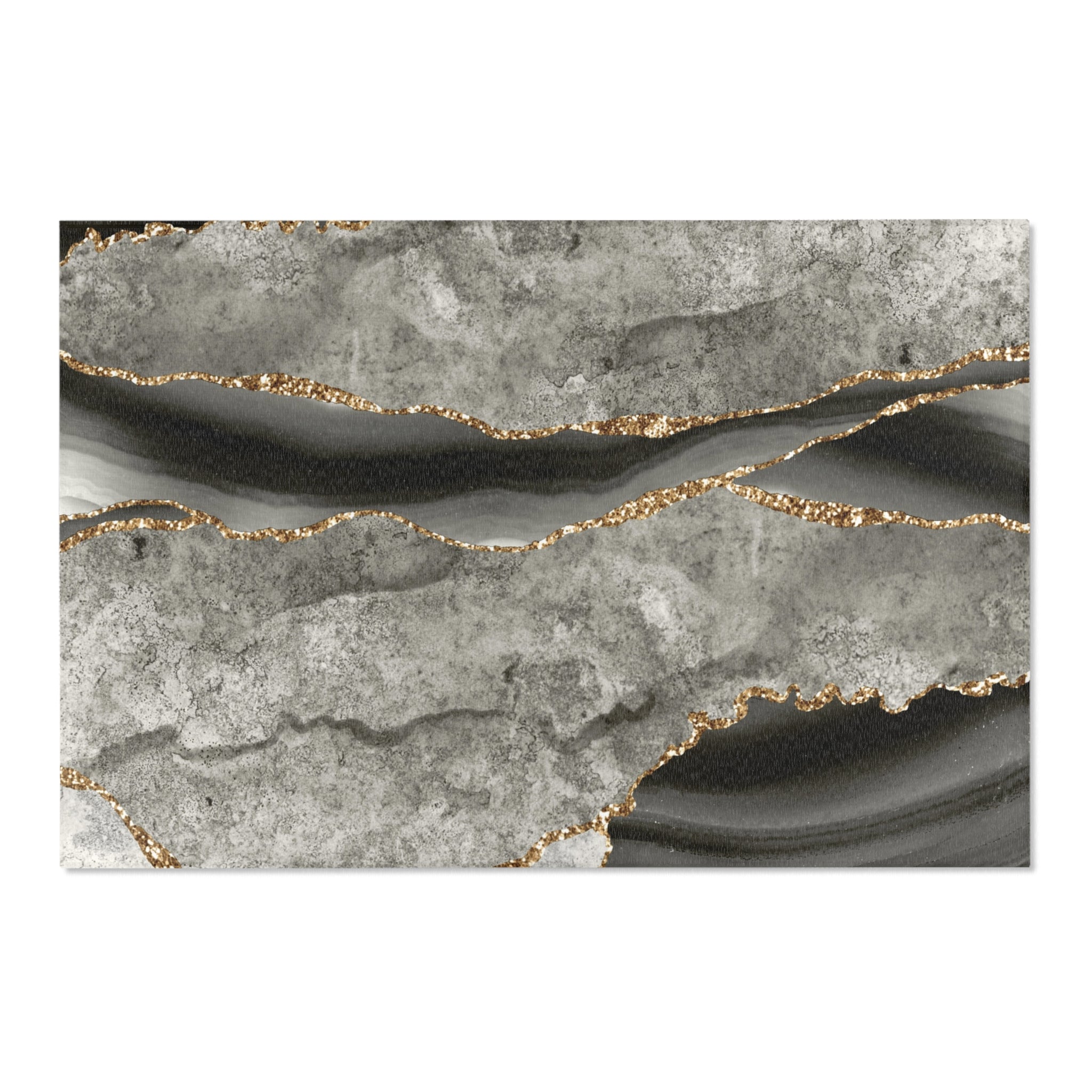 Abstract Area Rug | Retro Marble Print, Slate Grey