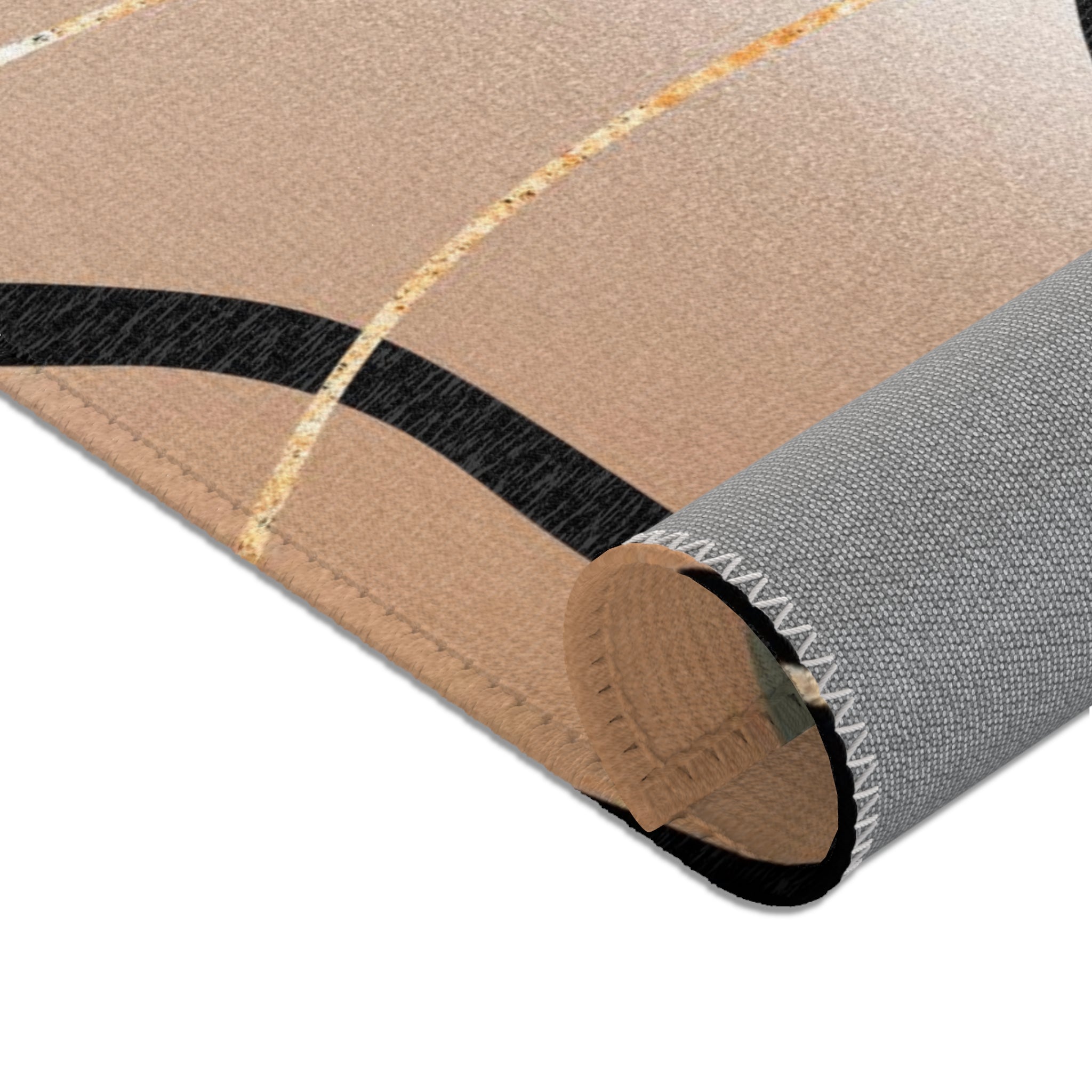 Abstract Area Rug | Beige Black