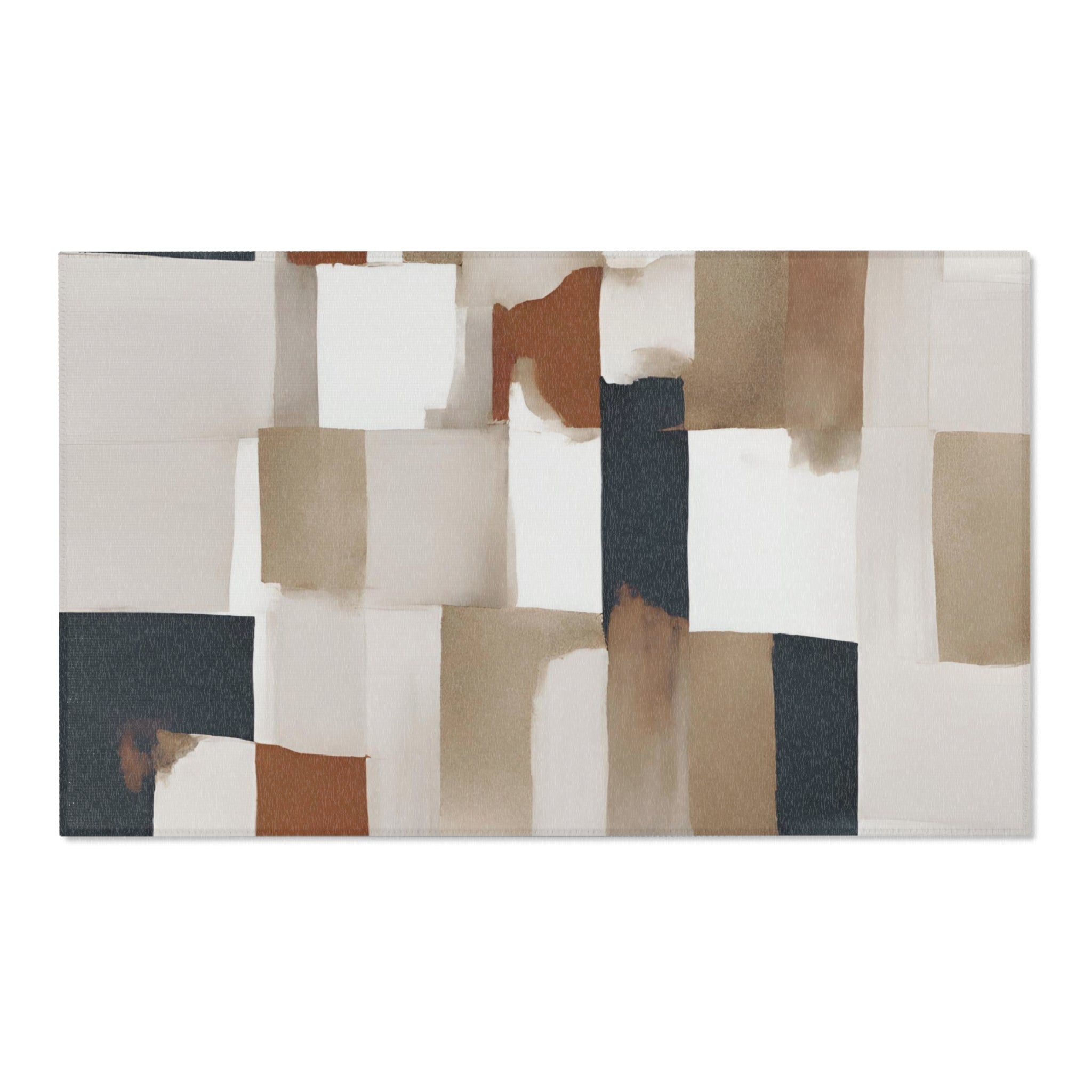 Abstract Large Area Rug | Modern Rug, White Beige, Rust