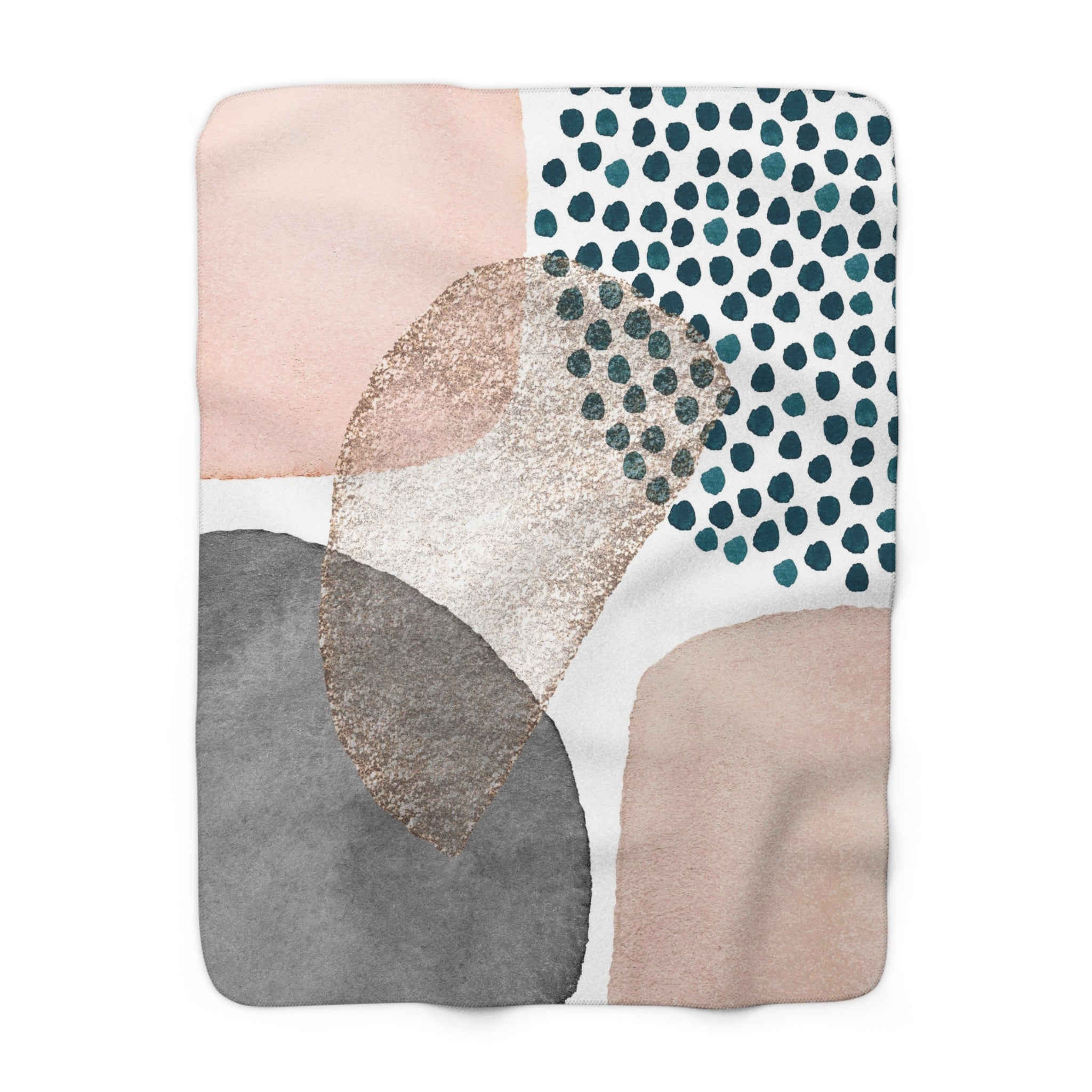 Abstract Boho Couch, Fleece Throw Blanket | Modern Blush Pink, White Beige, Grey Blue