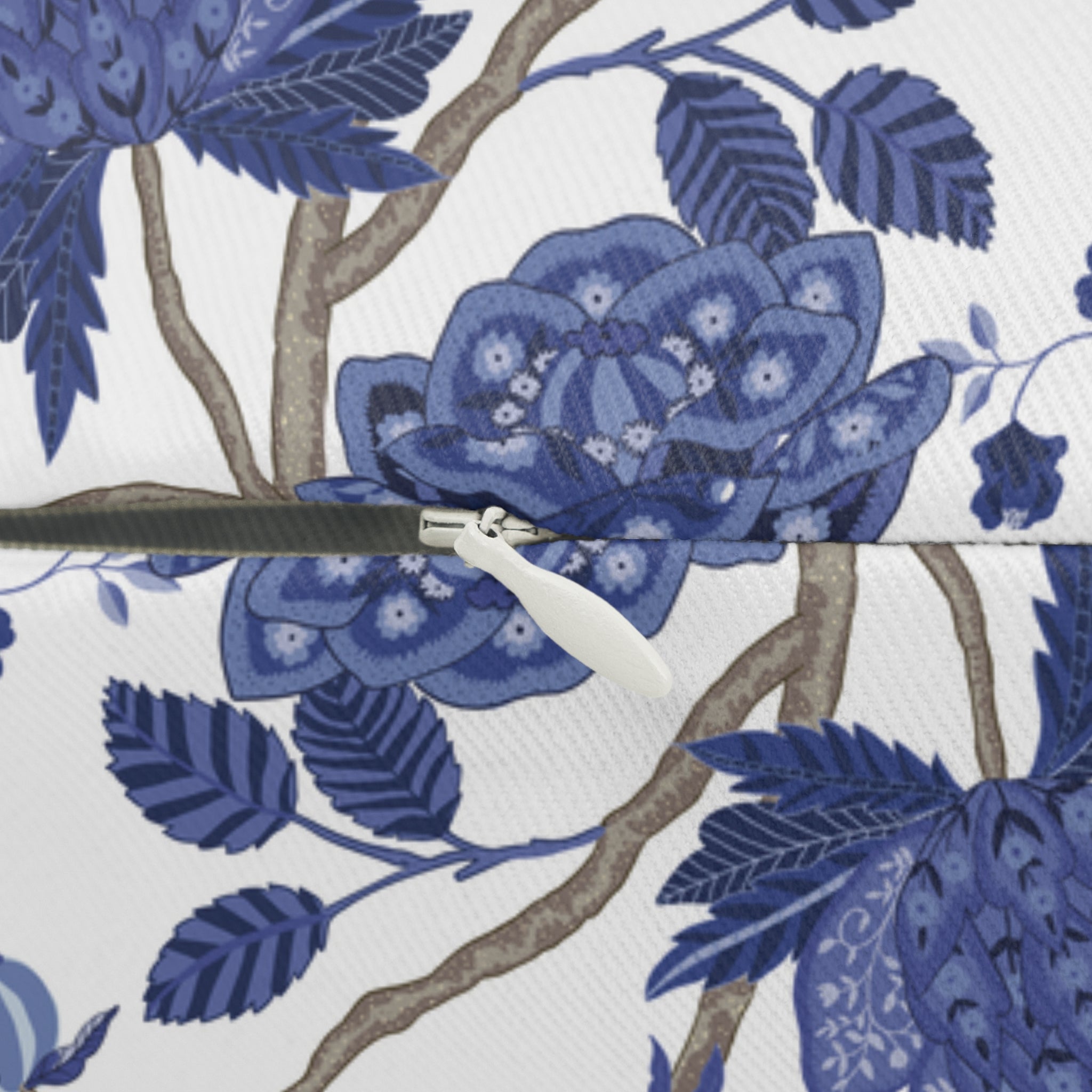 Abstract Floral Lumbar Pillow | Vintage White Blue Watercolor