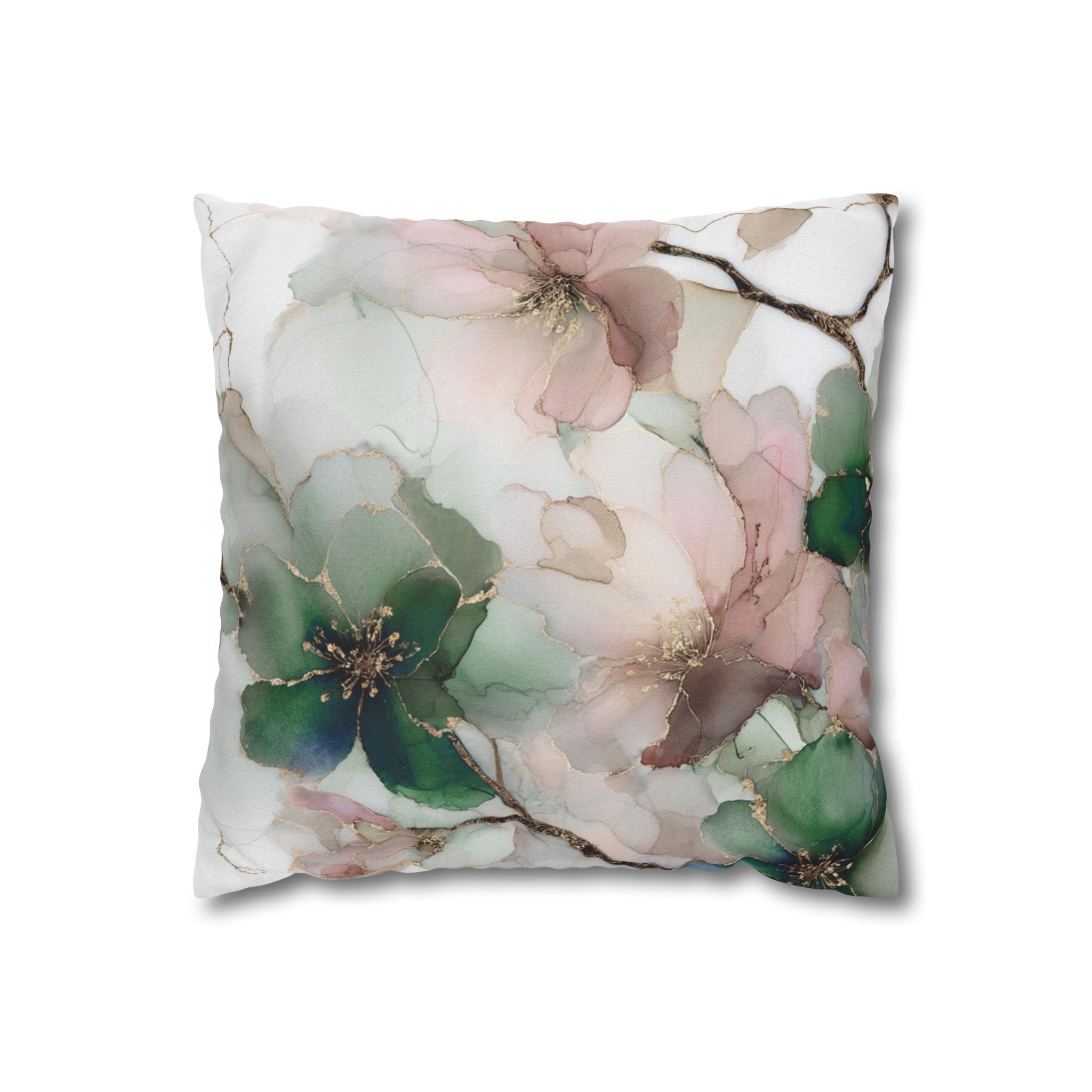 Floral Pillow Cover | Sage Green, Blush Watercolor Pillowcase