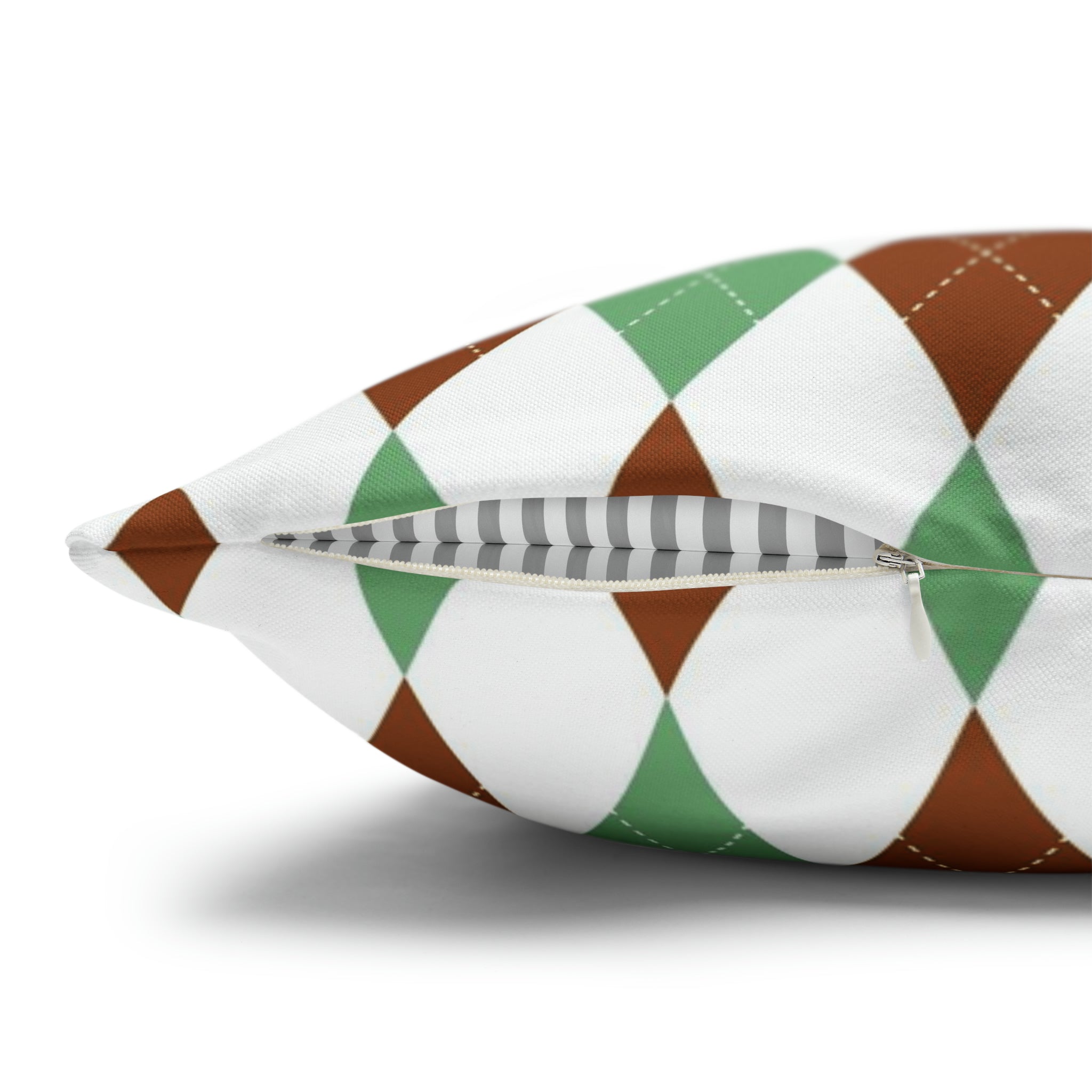 Argyle Pillow Cover | Diamond Checkered, Sage Green Brown